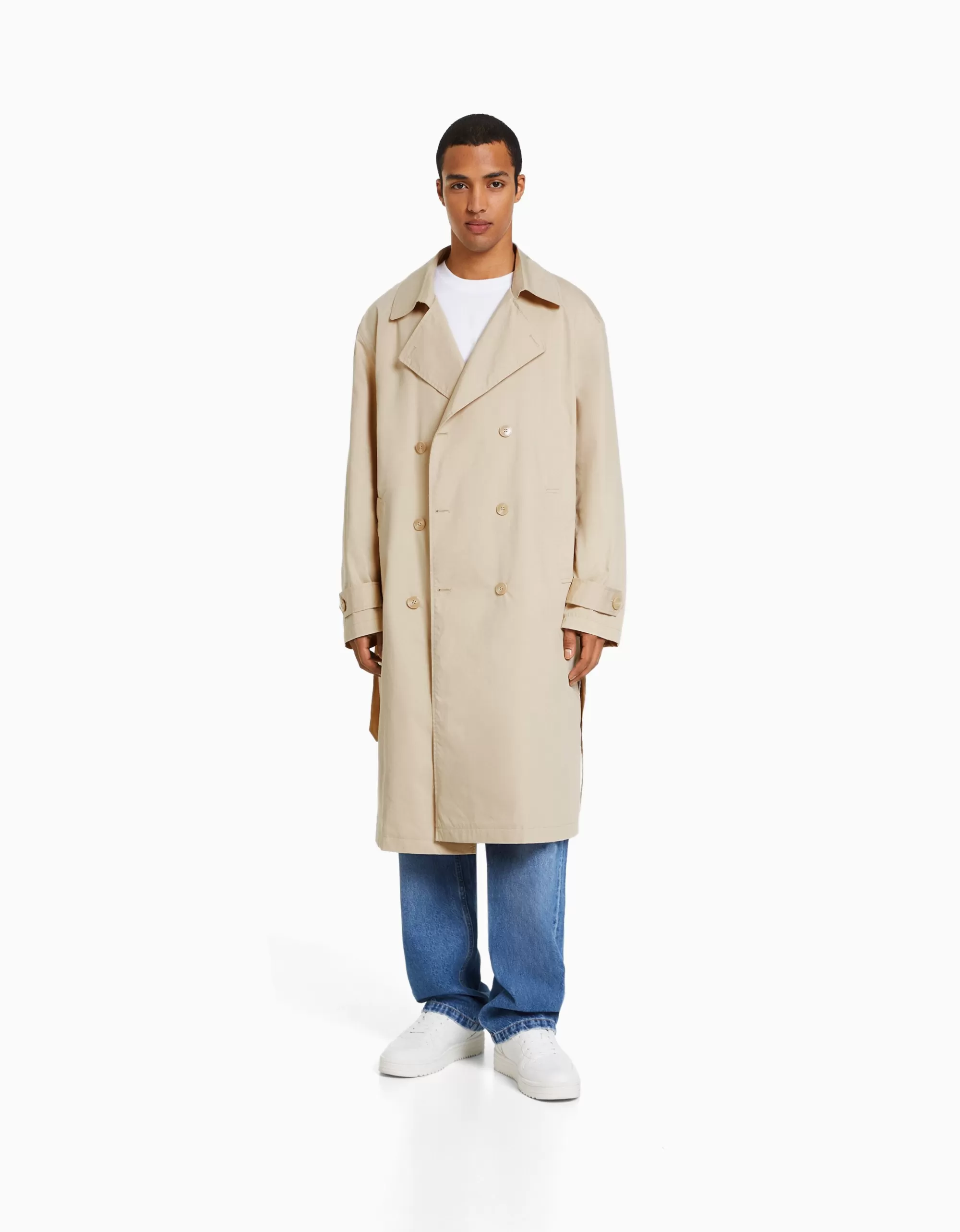 HOMBRE BERSHKA Abrigo trench algodón