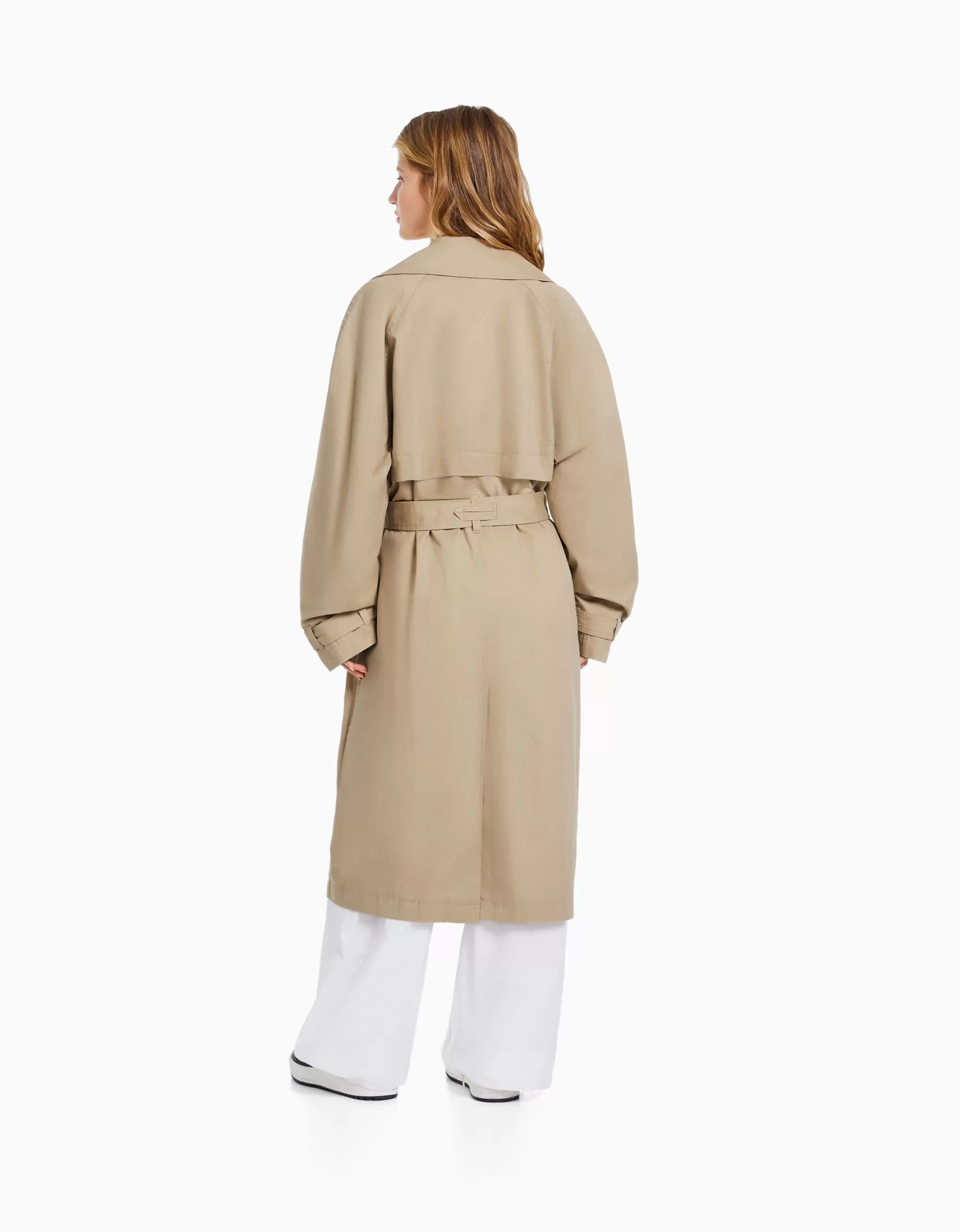 MUJER BERSHKA Abrigo trench algodón