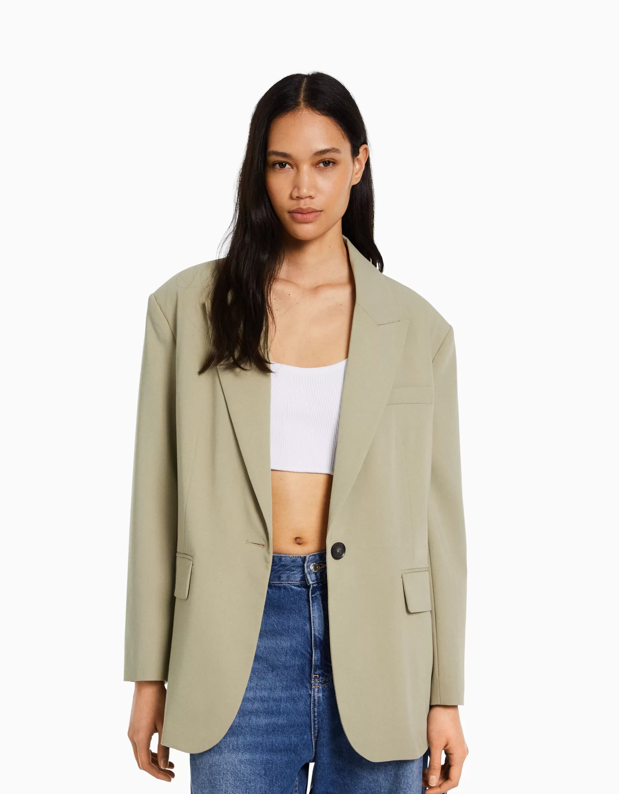 MUJER BERSHKA Blazer tailoring oversize corte masculino