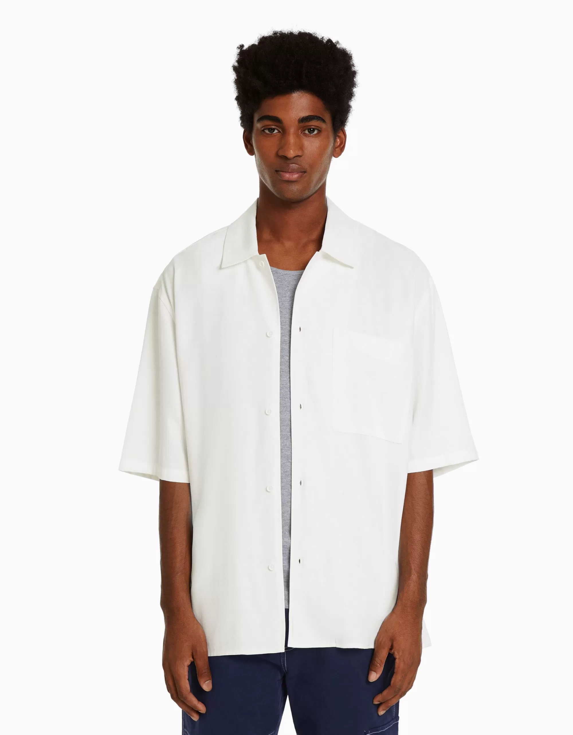 HOMBRE BERSHKA Camisa manga corta relaxed fit