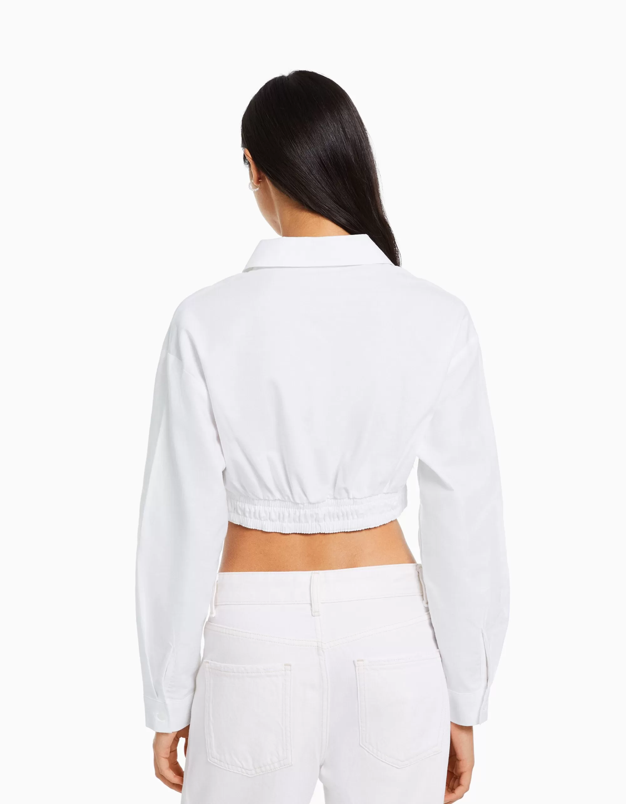 MUJER BERSHKA Camisa manga larga detalle cruce delantero