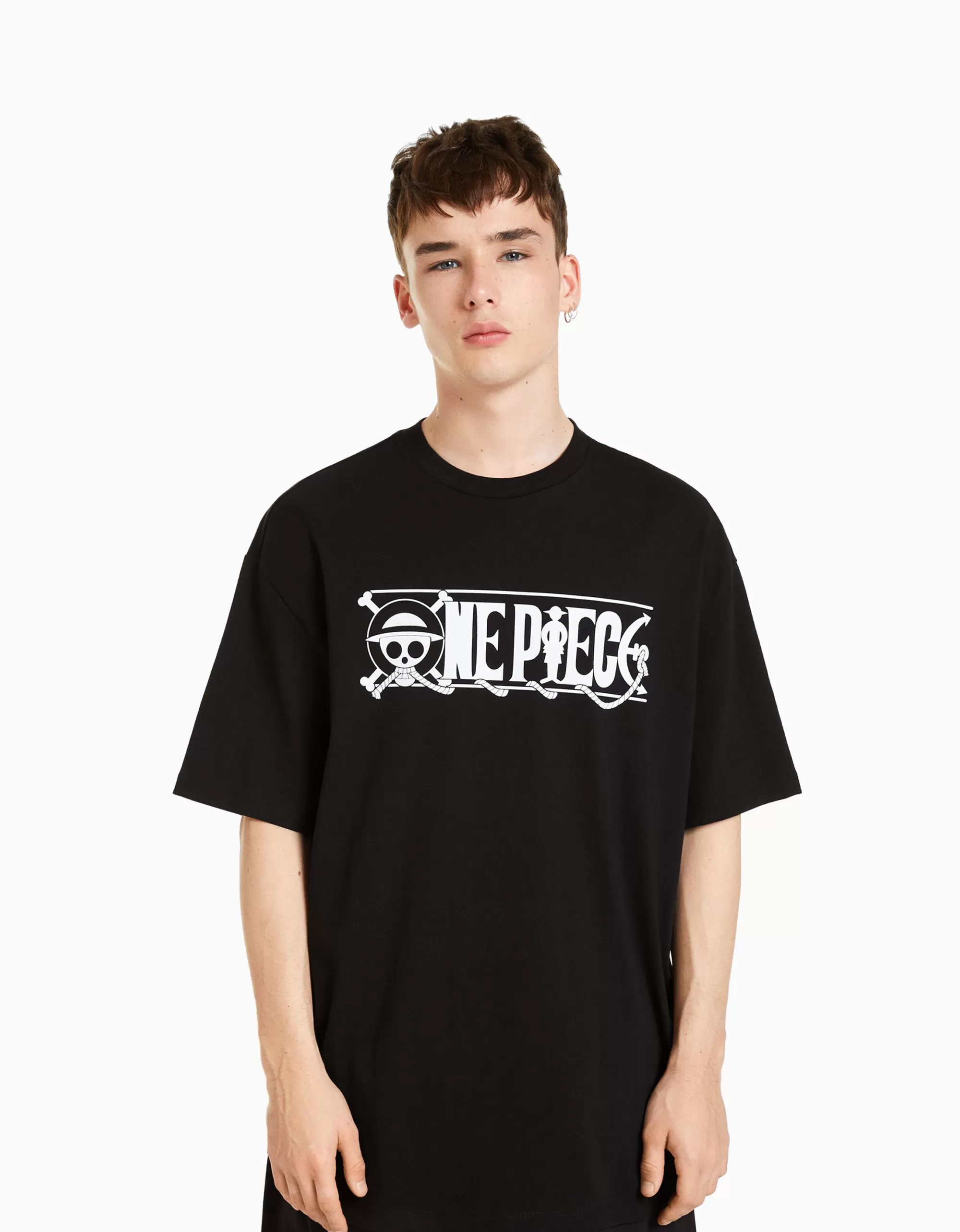 HOMBRE BERSHKA Camiseta manga corta boxy fit print One Piece