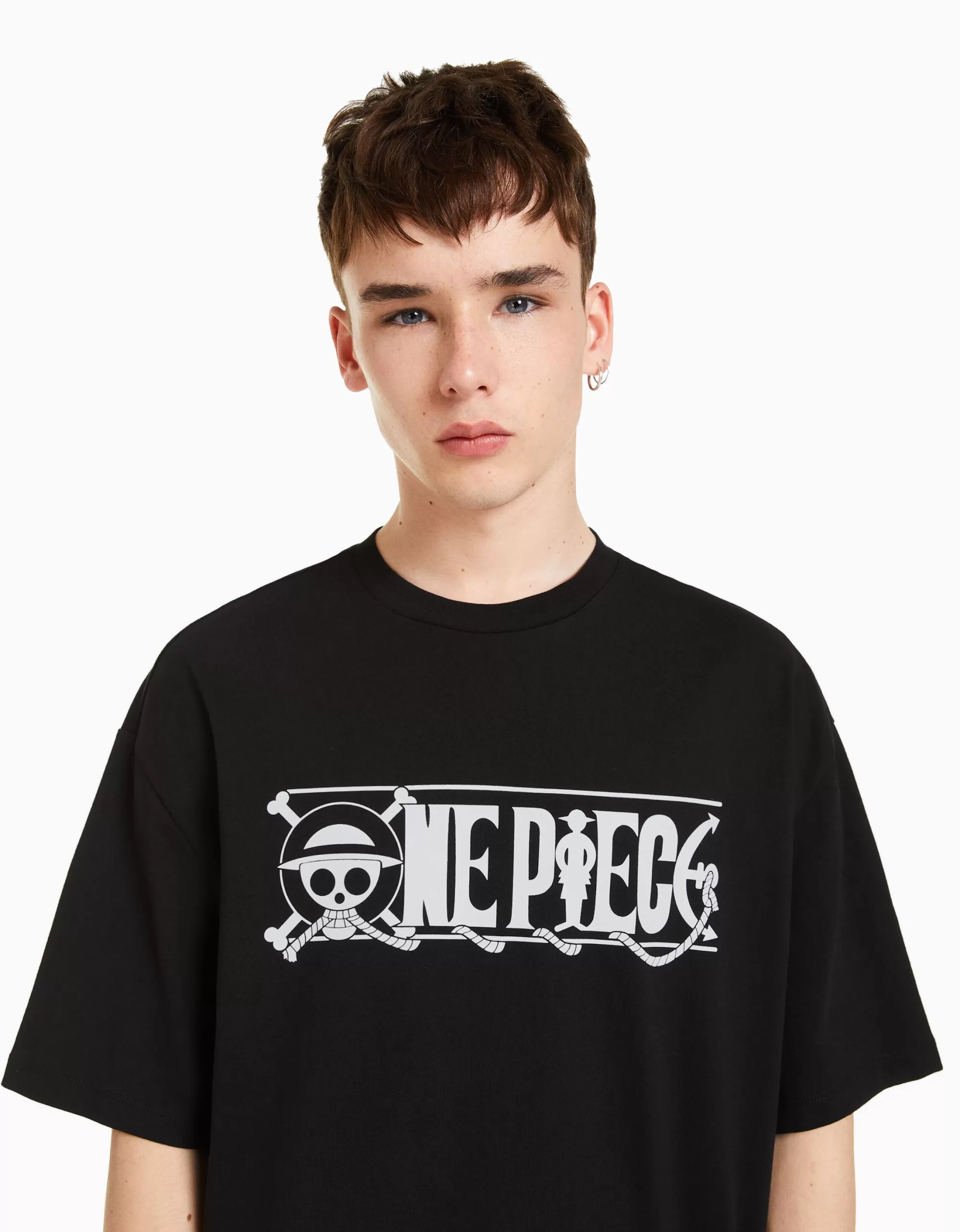 HOMBRE BERSHKA Camiseta manga corta boxy fit print One Piece