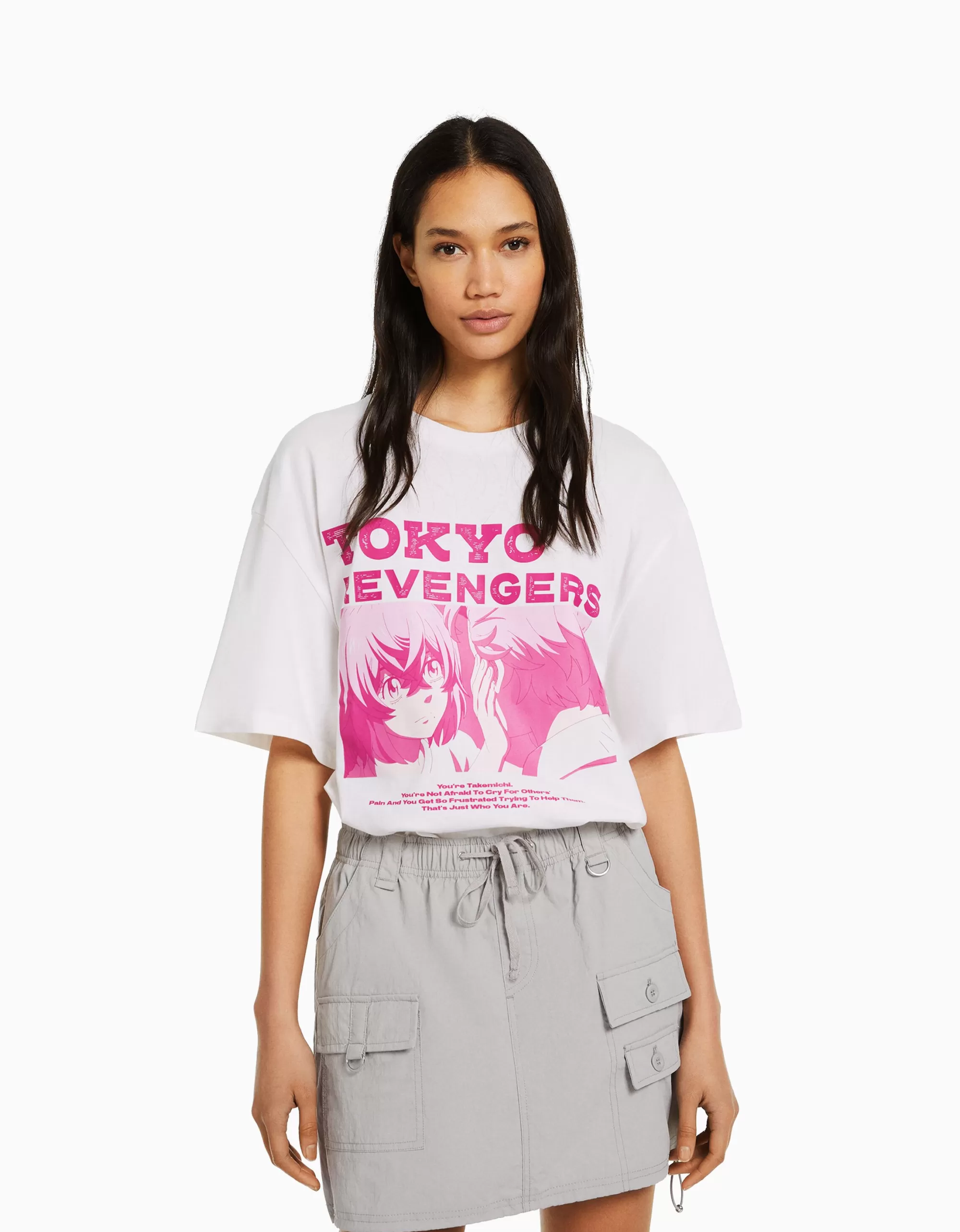 MUJER BERSHKA Camiseta manga corta boxy fit print TOKYO REVENGERS