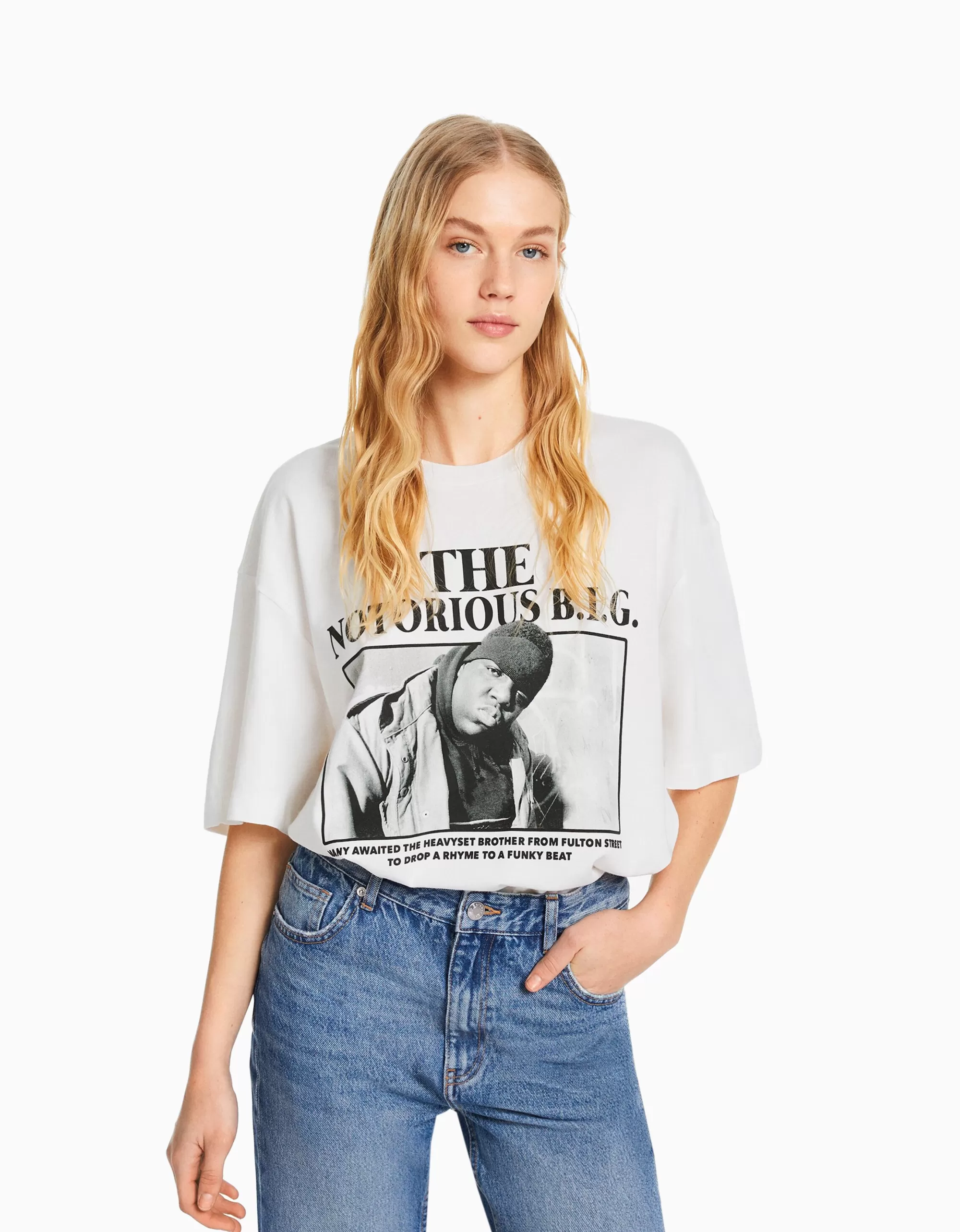 MUJER BERSHKA Camiseta manga corta boxy fit The Notorious B.I.G.