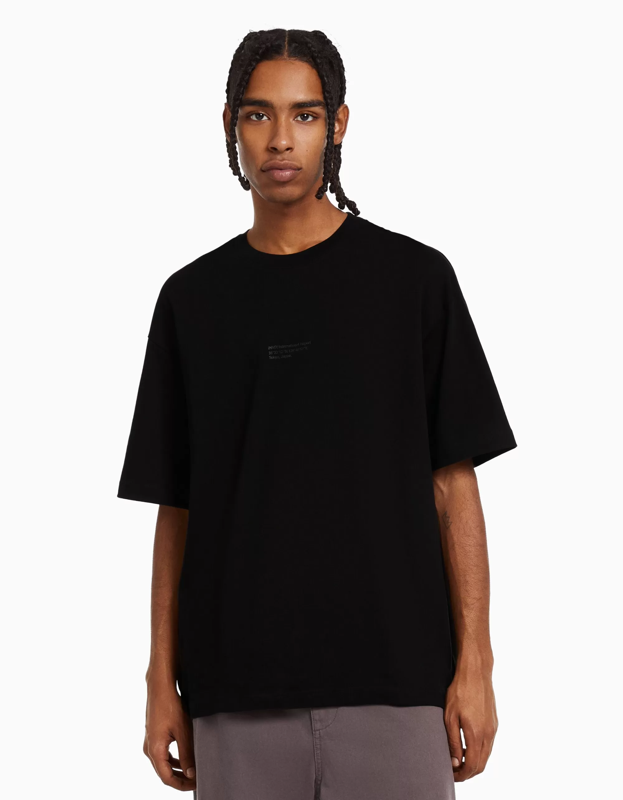 HOMBRE BERSHKA Camiseta manga corta oversize print