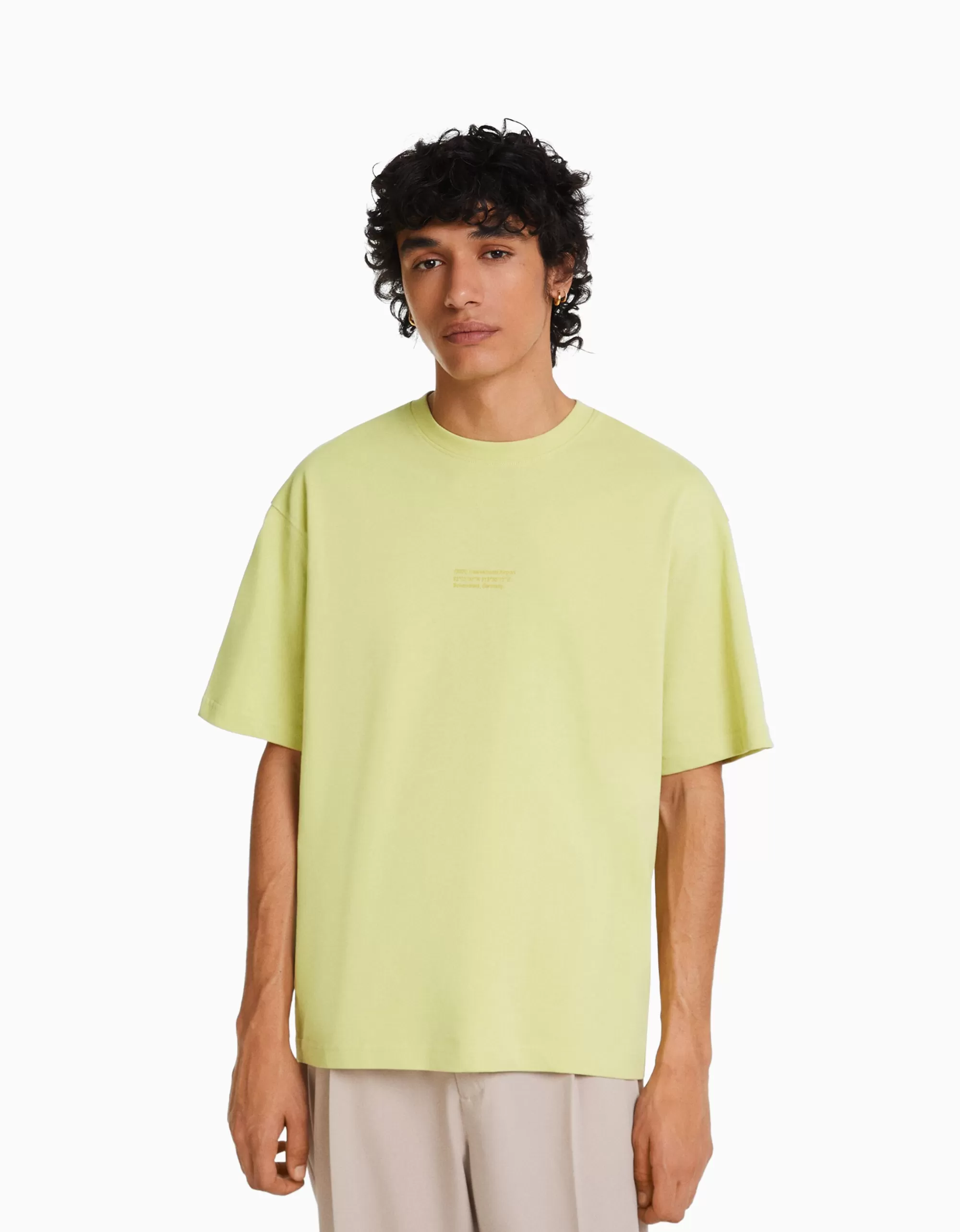 HOMBRE BERSHKA Camiseta manga corta oversize print