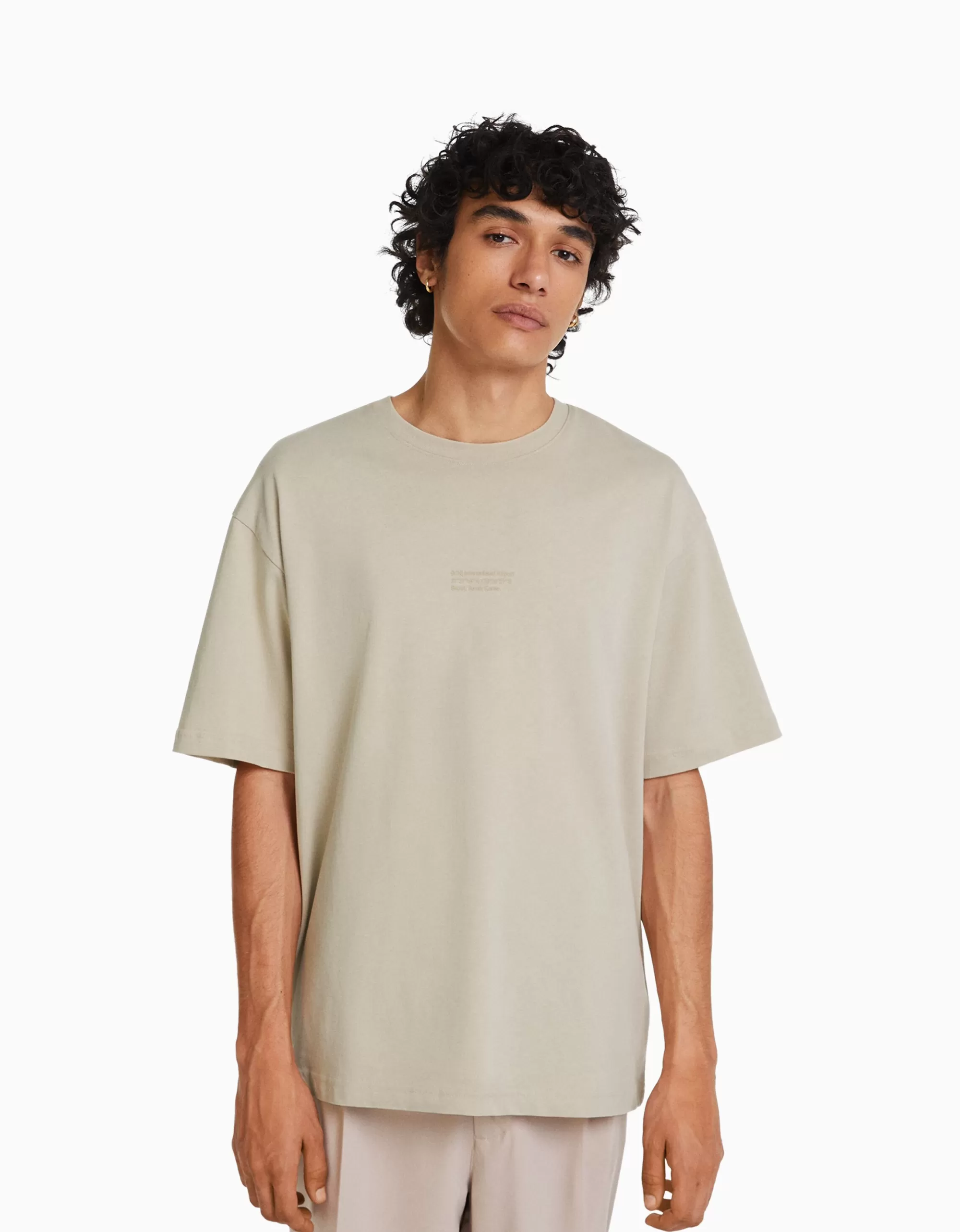 HOMBRE BERSHKA Camiseta manga corta oversize print