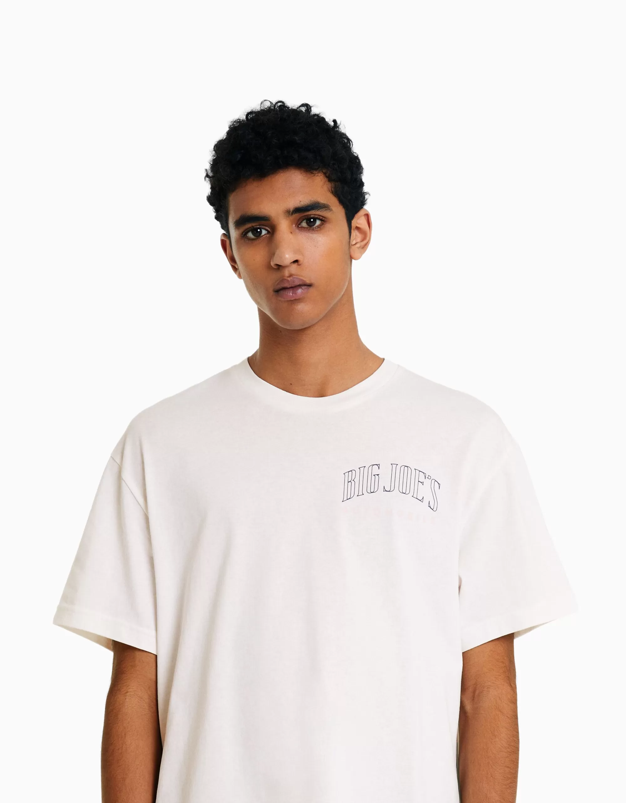 MUJER BERSHKA Camiseta manga corta oversize print