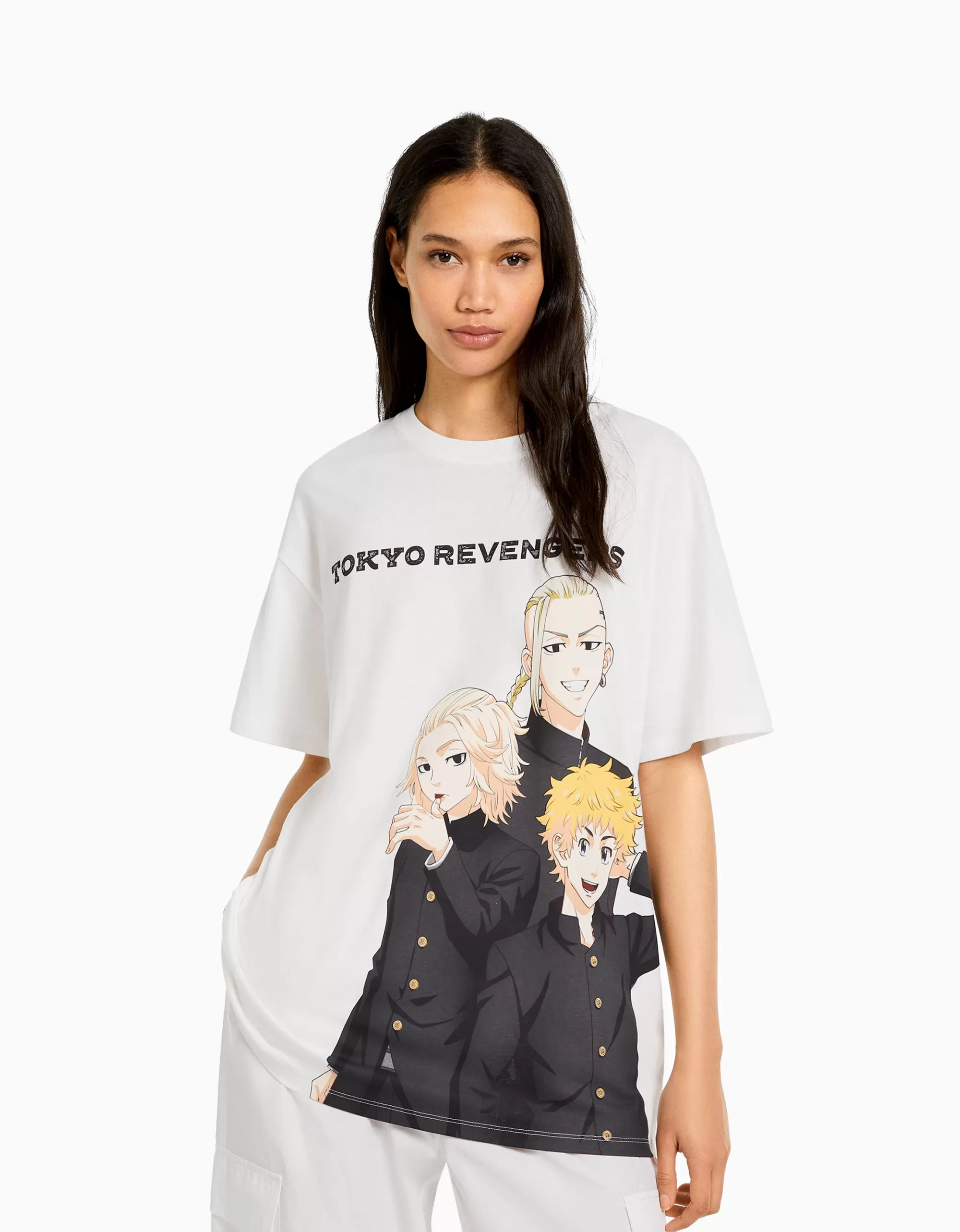 MUJER BERSHKA Camiseta manga corta oversize print TOKYO REVENGERS