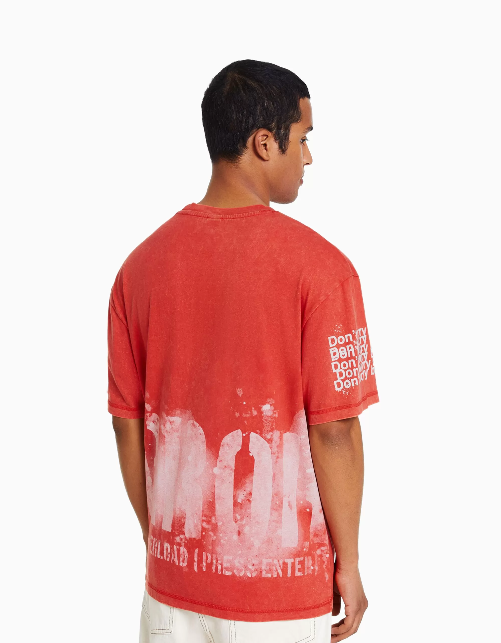 HOMBRE BERSHKA Camiseta manga corta print efecto lavado