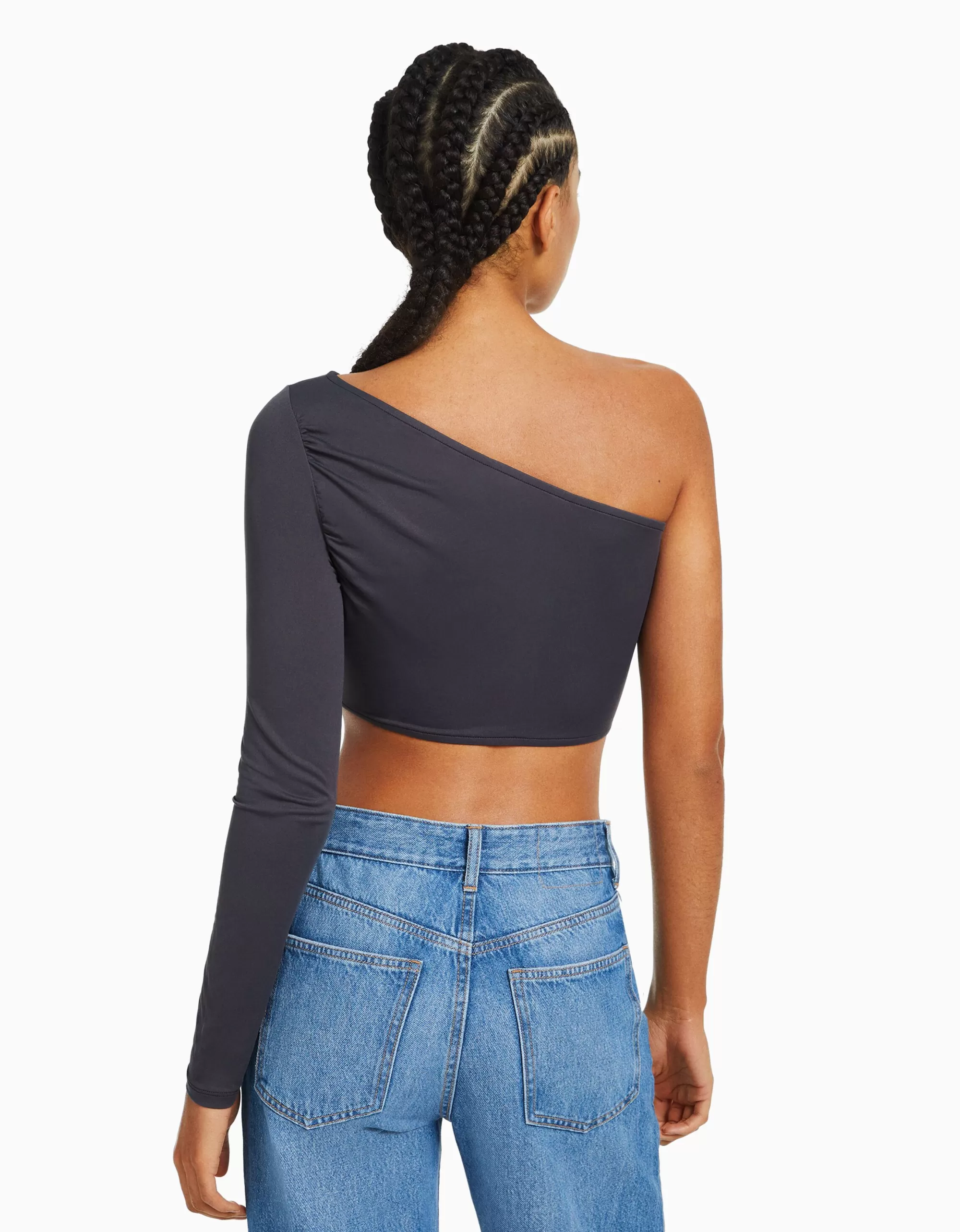 MUJER BERSHKA Camiseta manga larga asimétrica