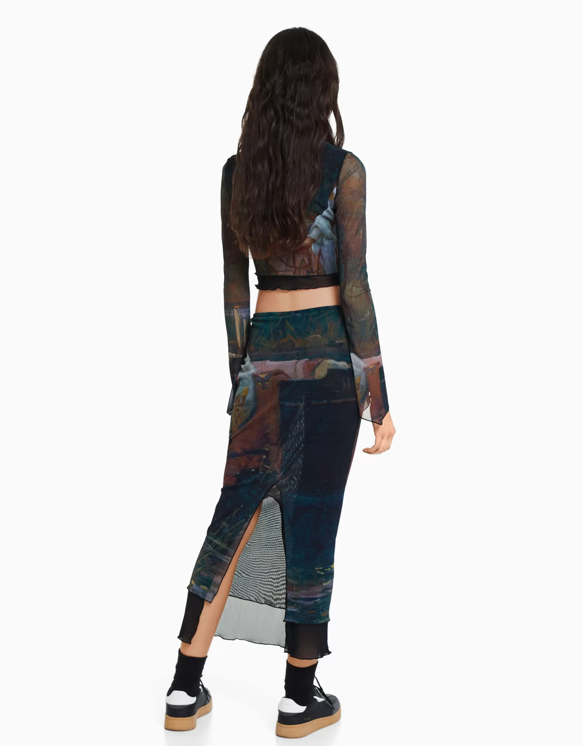 MUJER BERSHKA Camiseta manga larga print Art Series