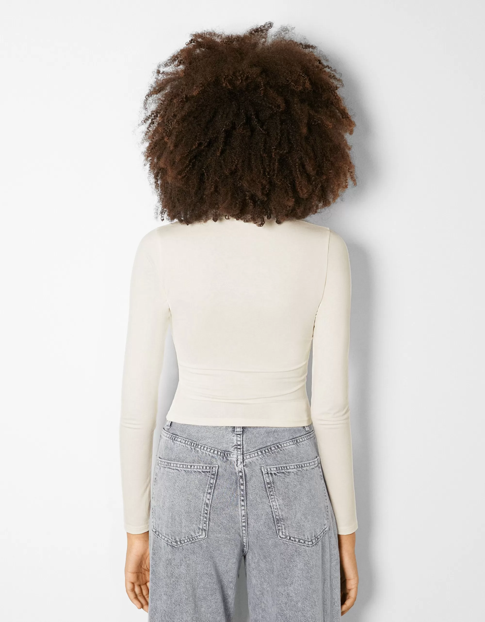 MUJER BERSHKA Camiseta manga larga rib