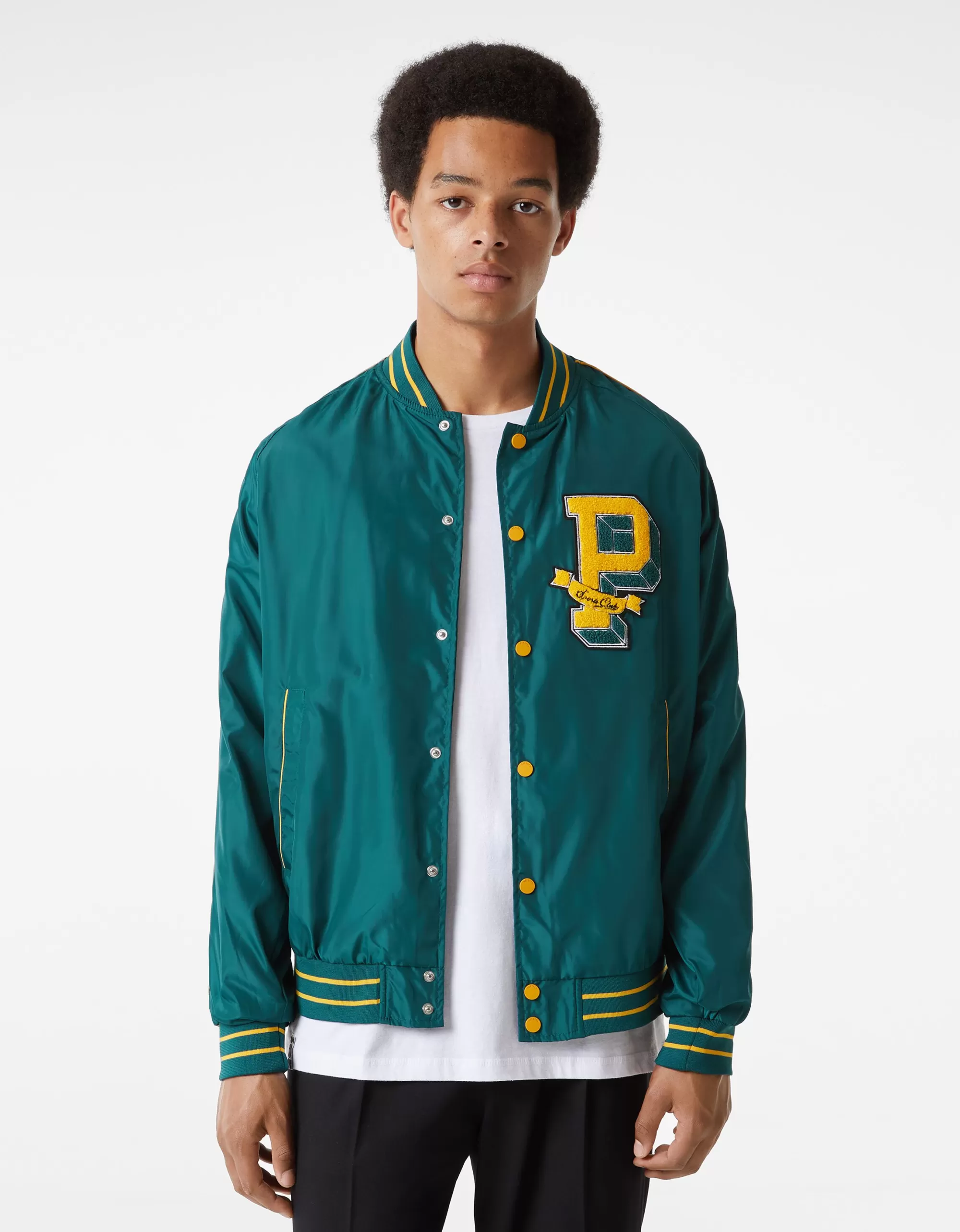 HOMBRE BERSHKA Cazadora ligera efecto nylon varsity