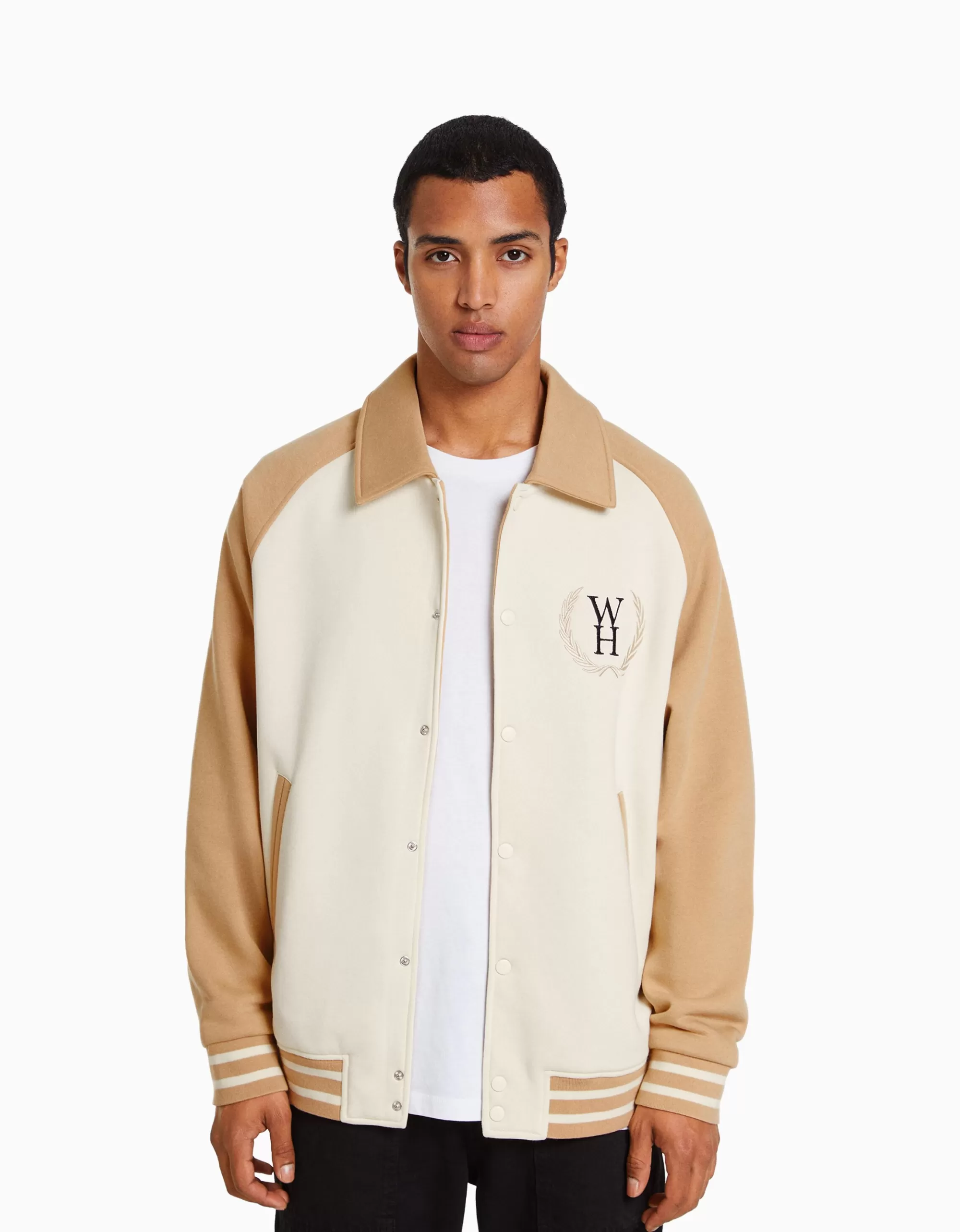 HOMBRE BERSHKA Cazadora tejido contraste