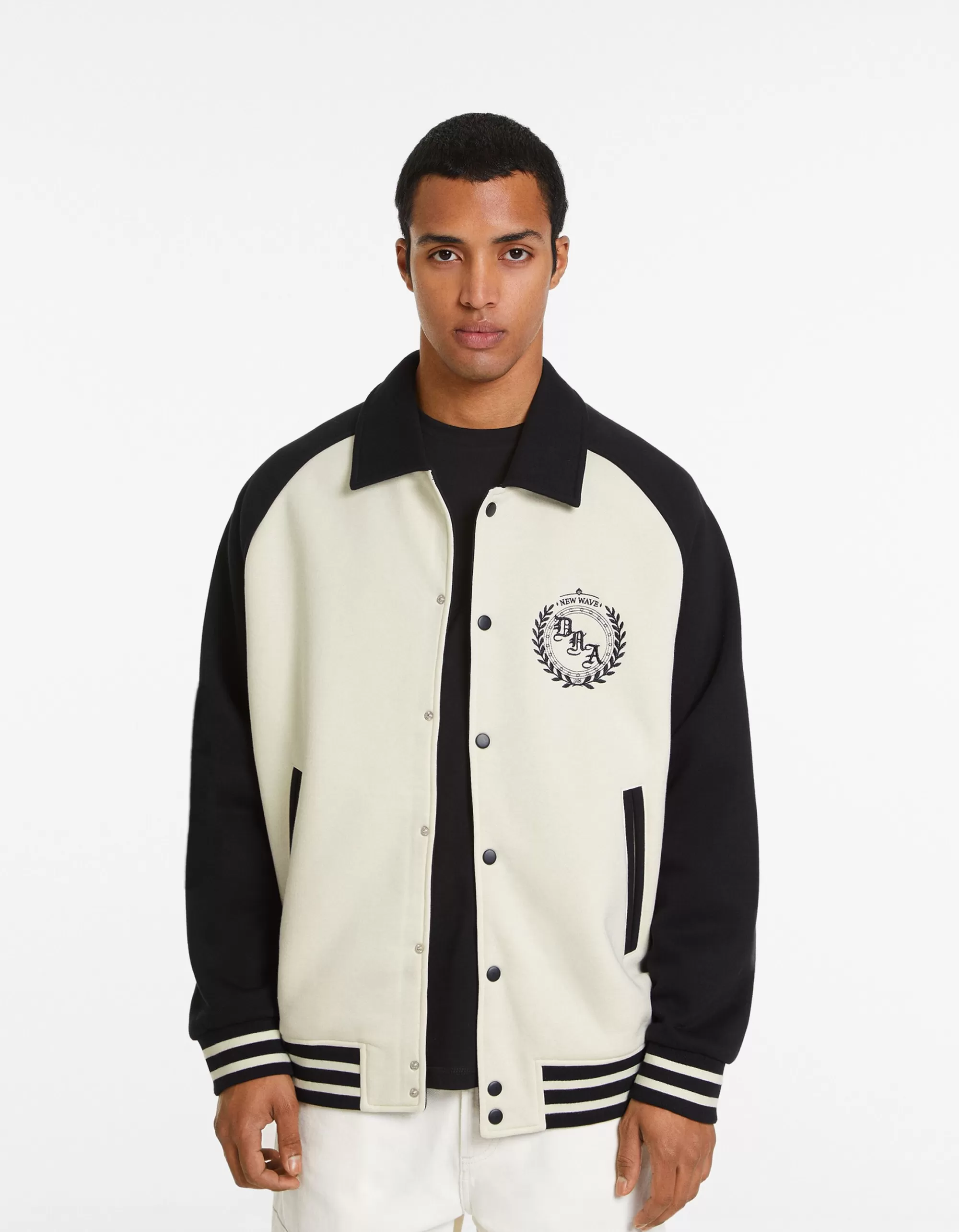 HOMBRE BERSHKA Cazadora tejido contraste