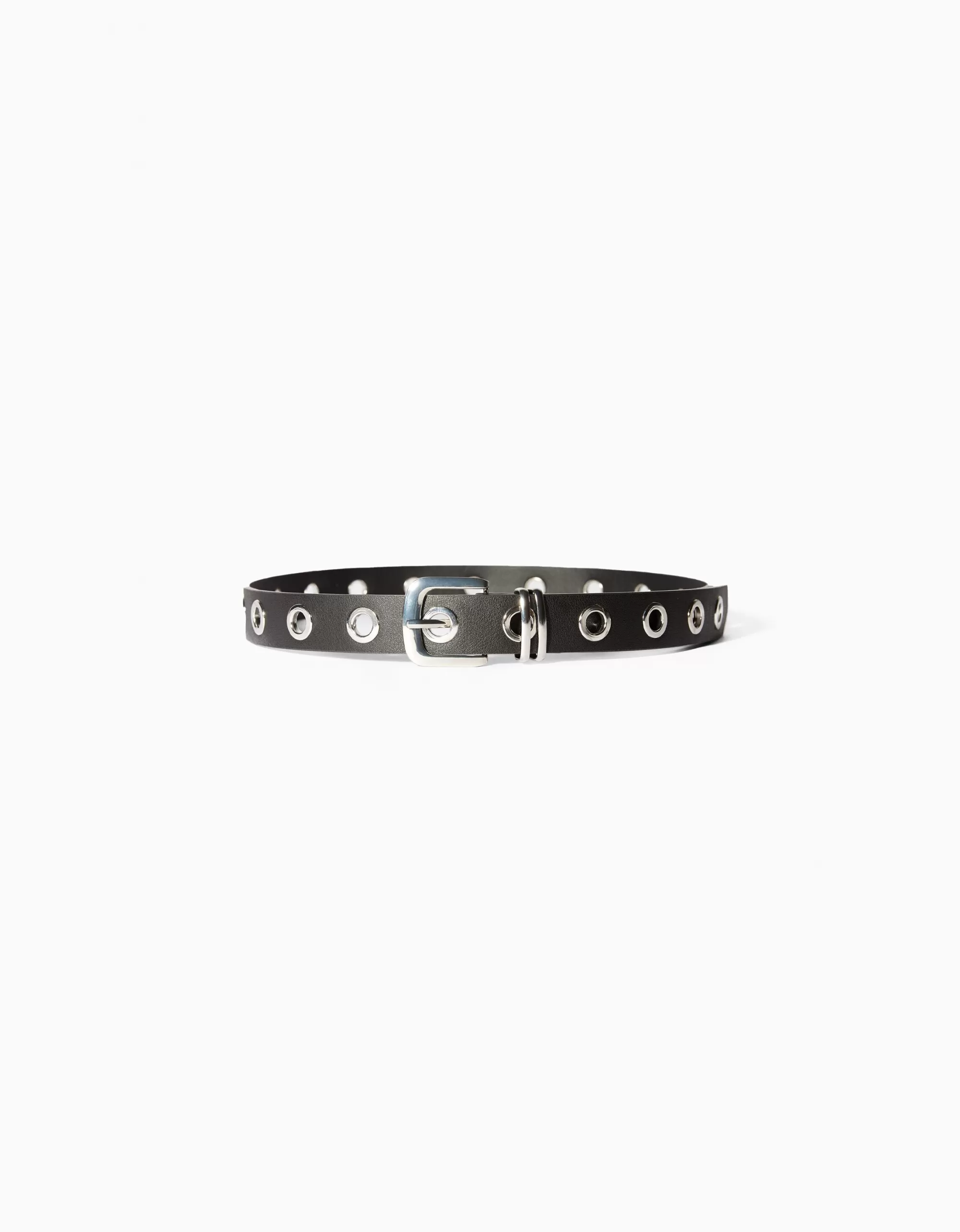 MUJER BERSHKA Cinturón efecto piel eyelets