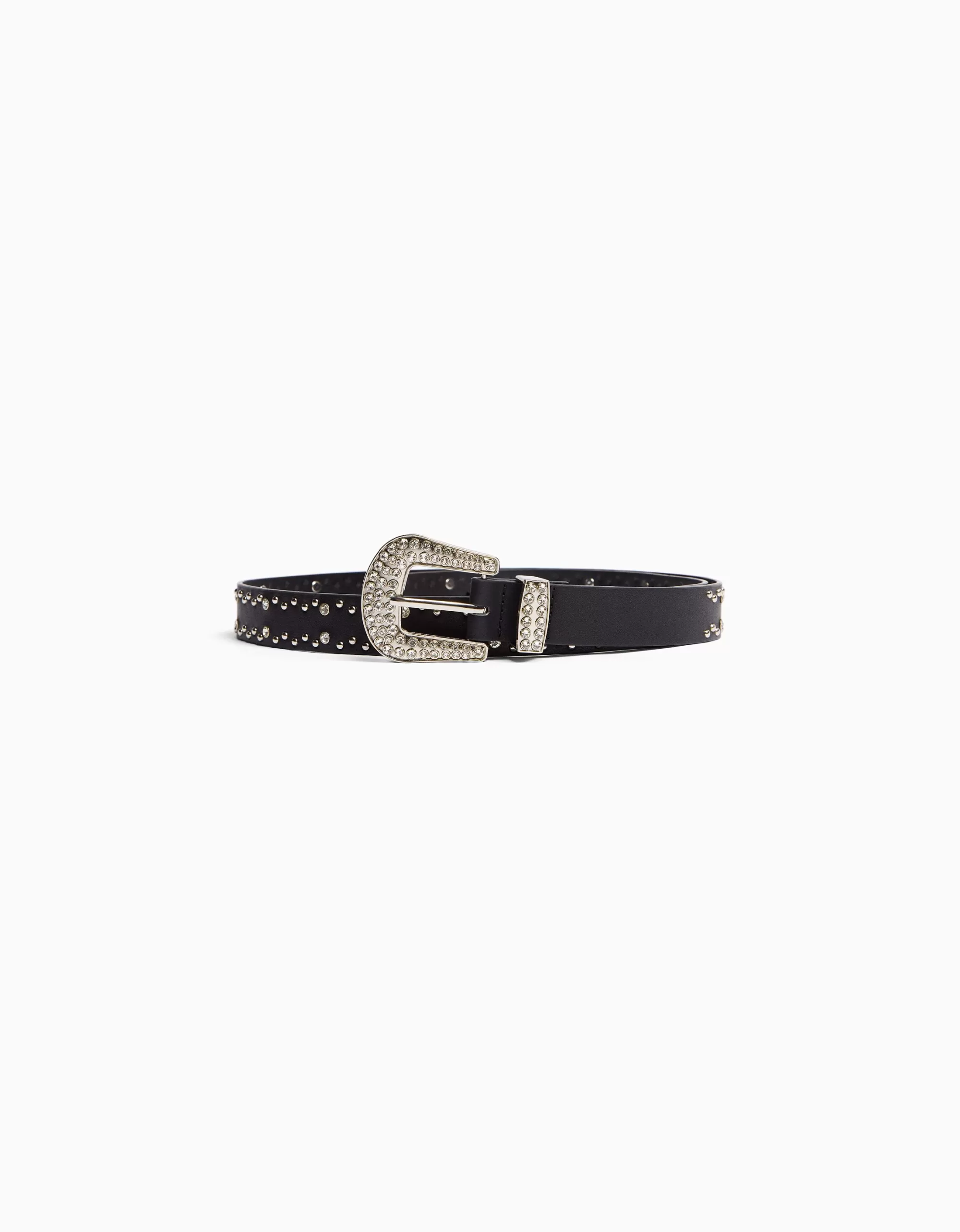 MUJER BERSHKA Cinturón tachas strass