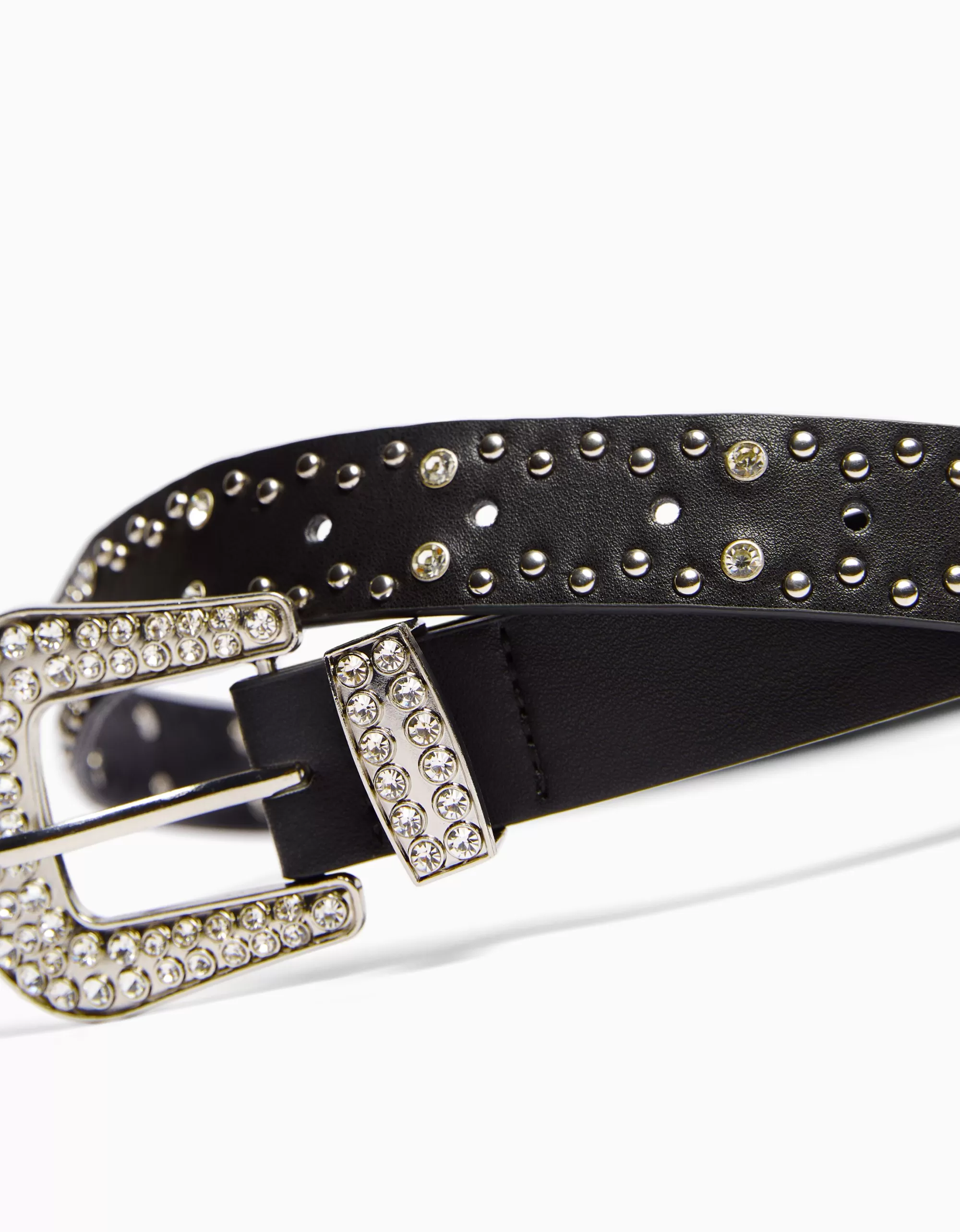 MUJER BERSHKA Cinturón tachas strass