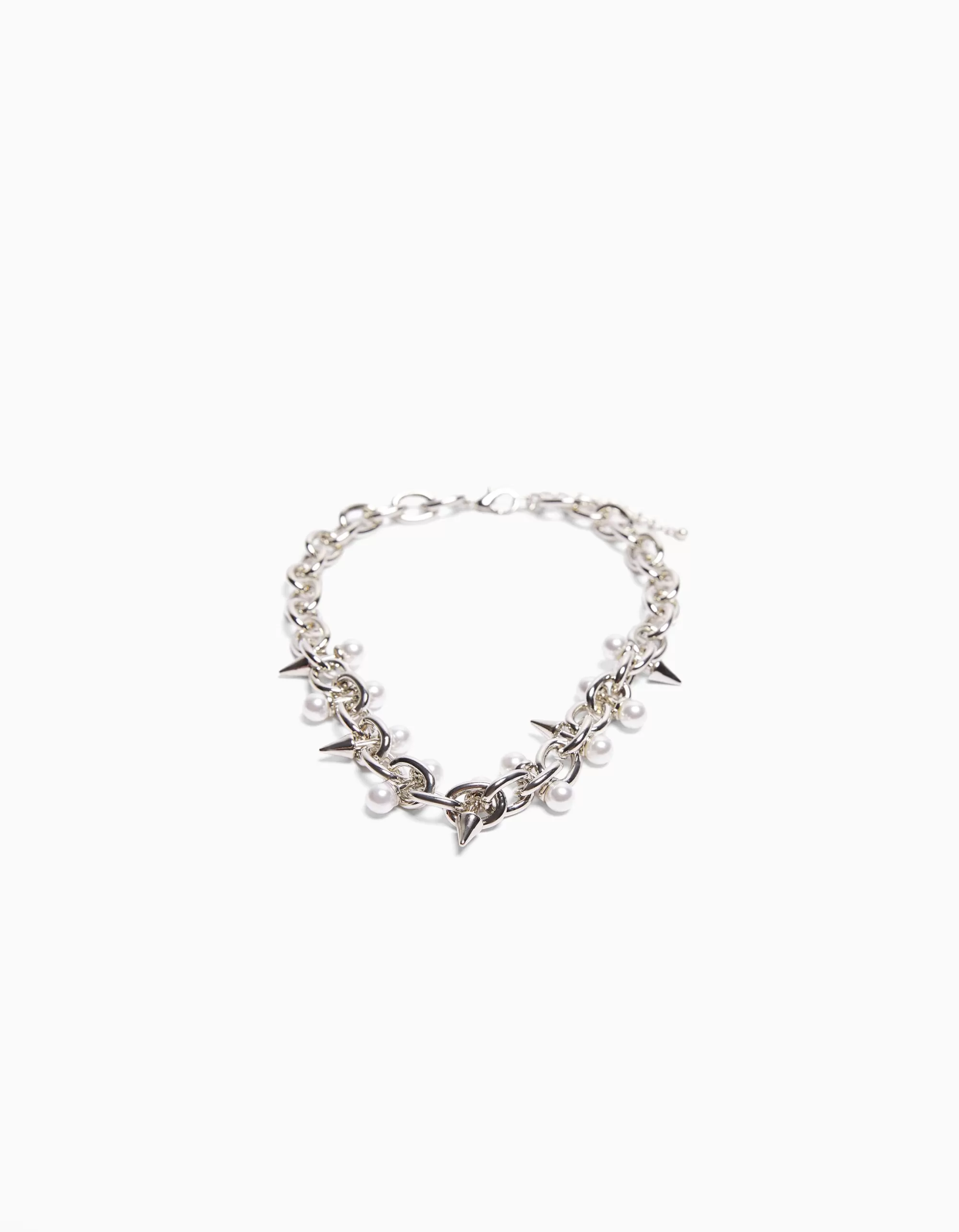 MUJER BERSHKA Collar pinchos efecto perlas