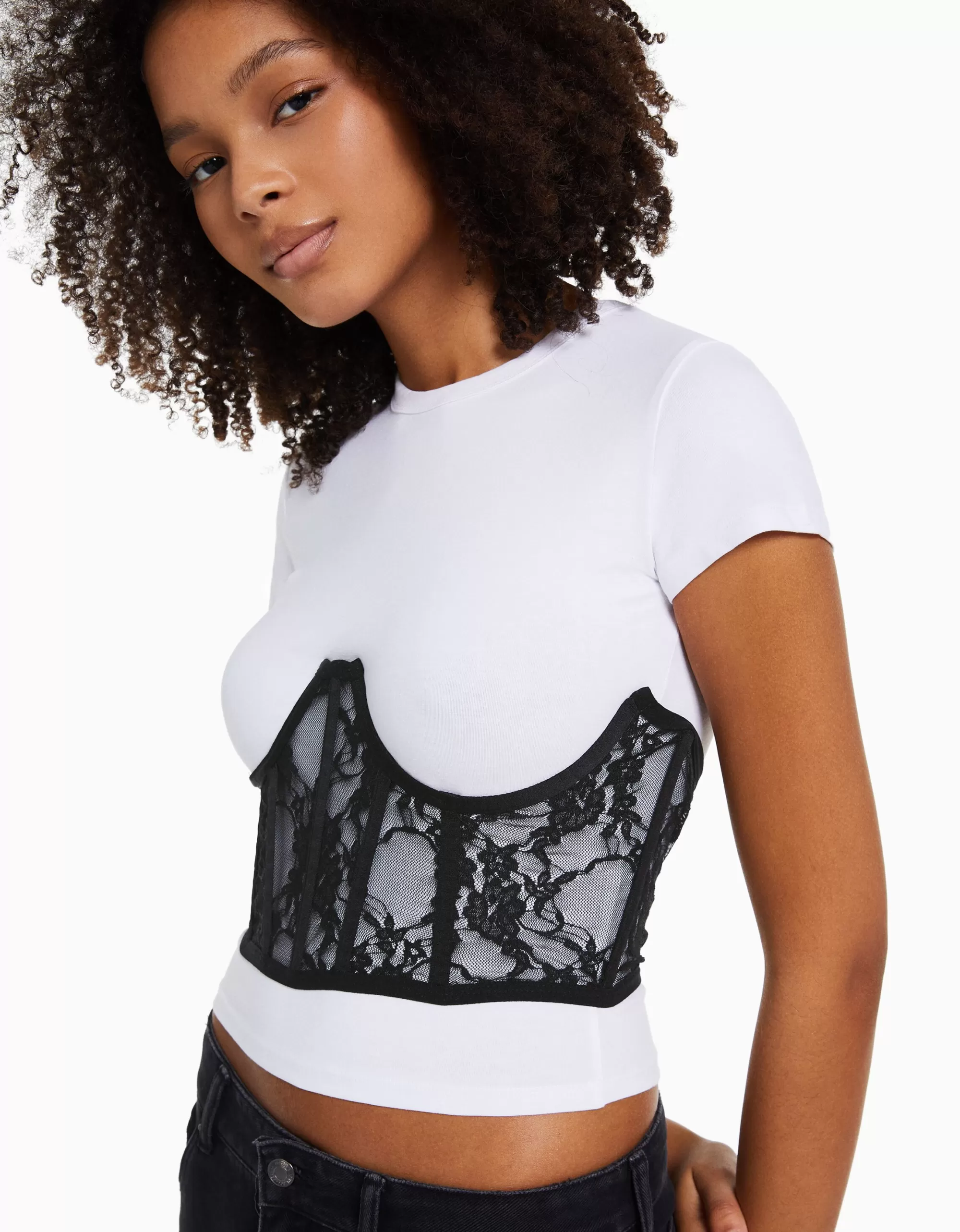MUJER BERSHKA Corsé encaje