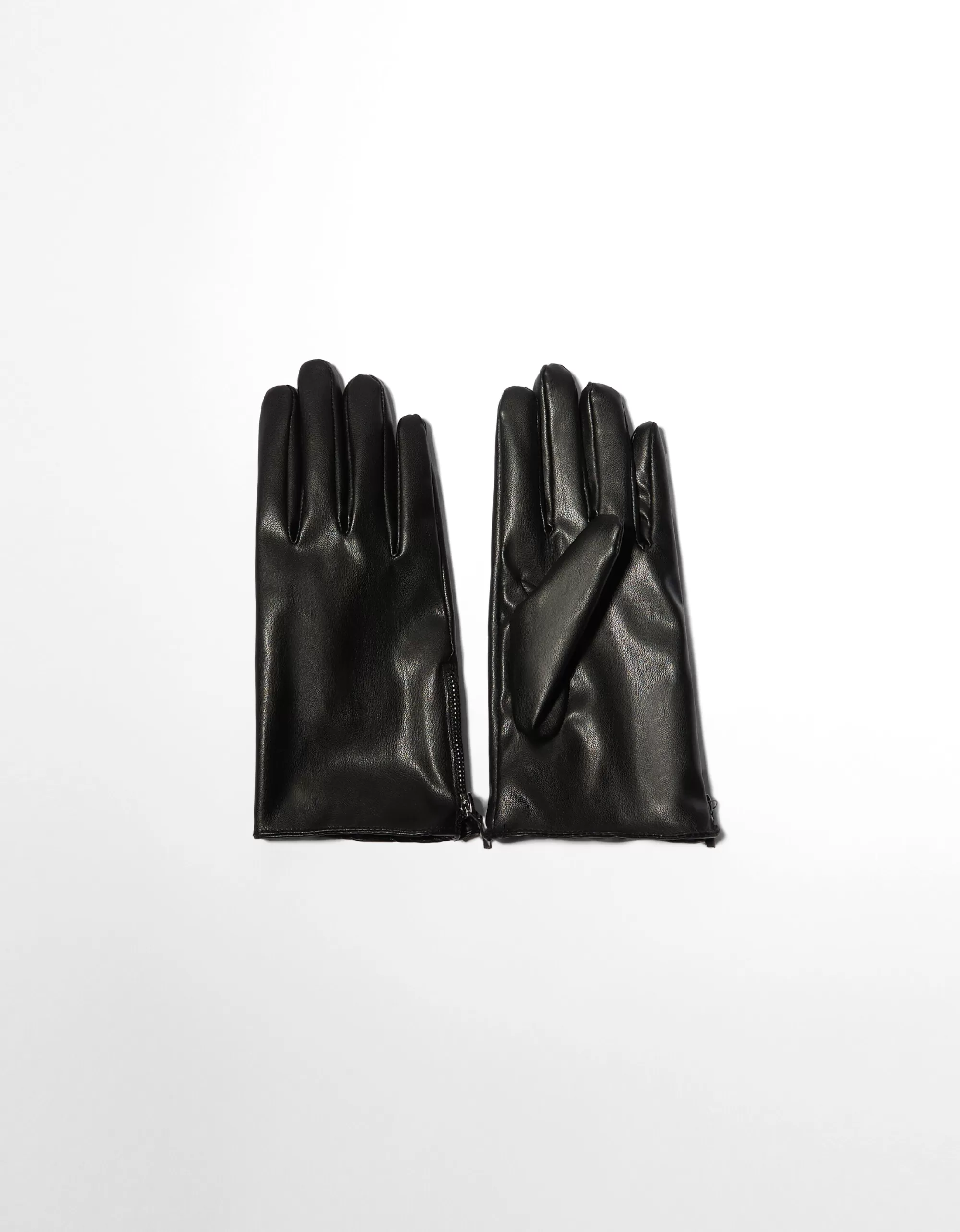 MUJER BERSHKA Guantes cremallera efecto piel