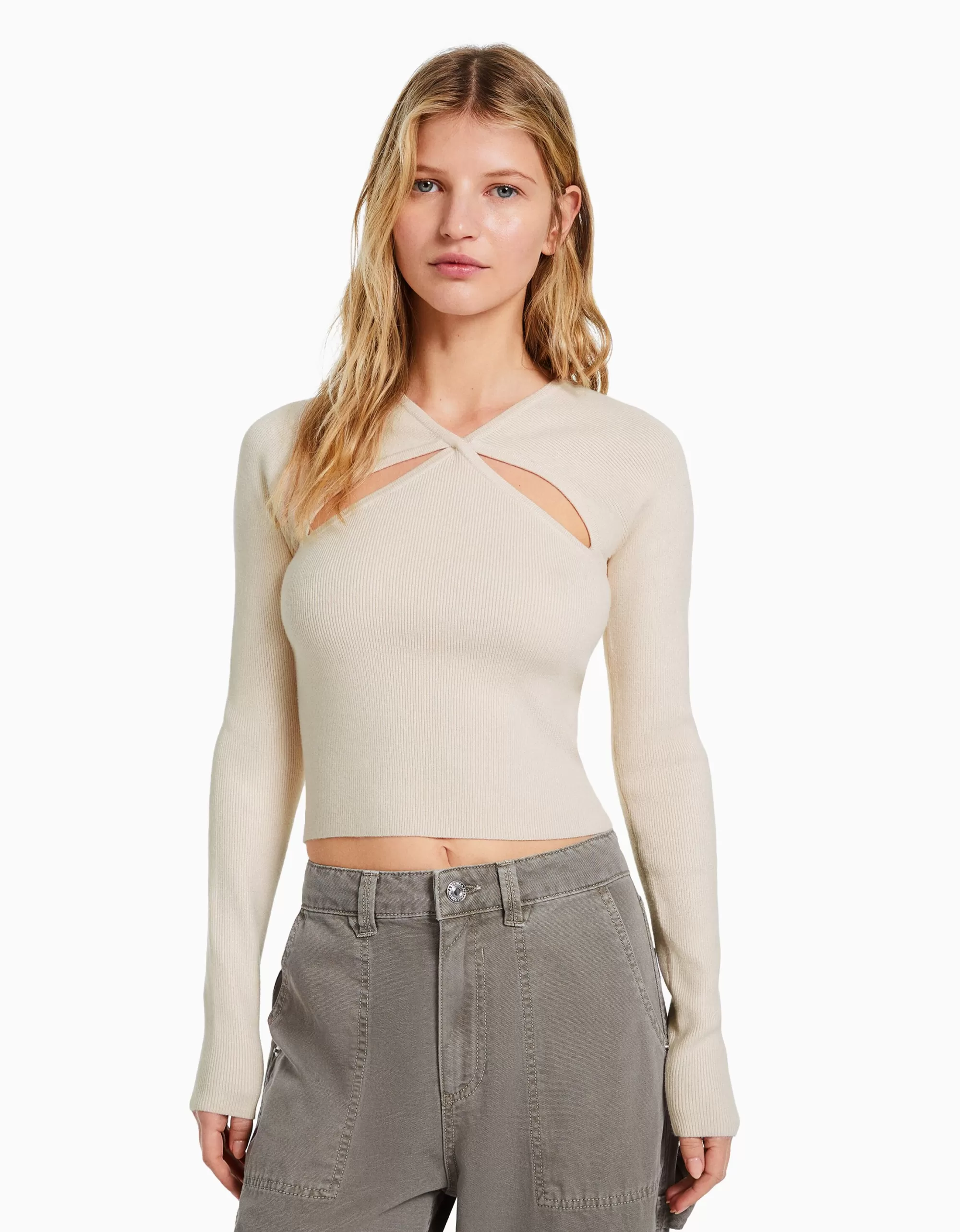 MUJER BERSHKA Jersey cruzado delantero cut out