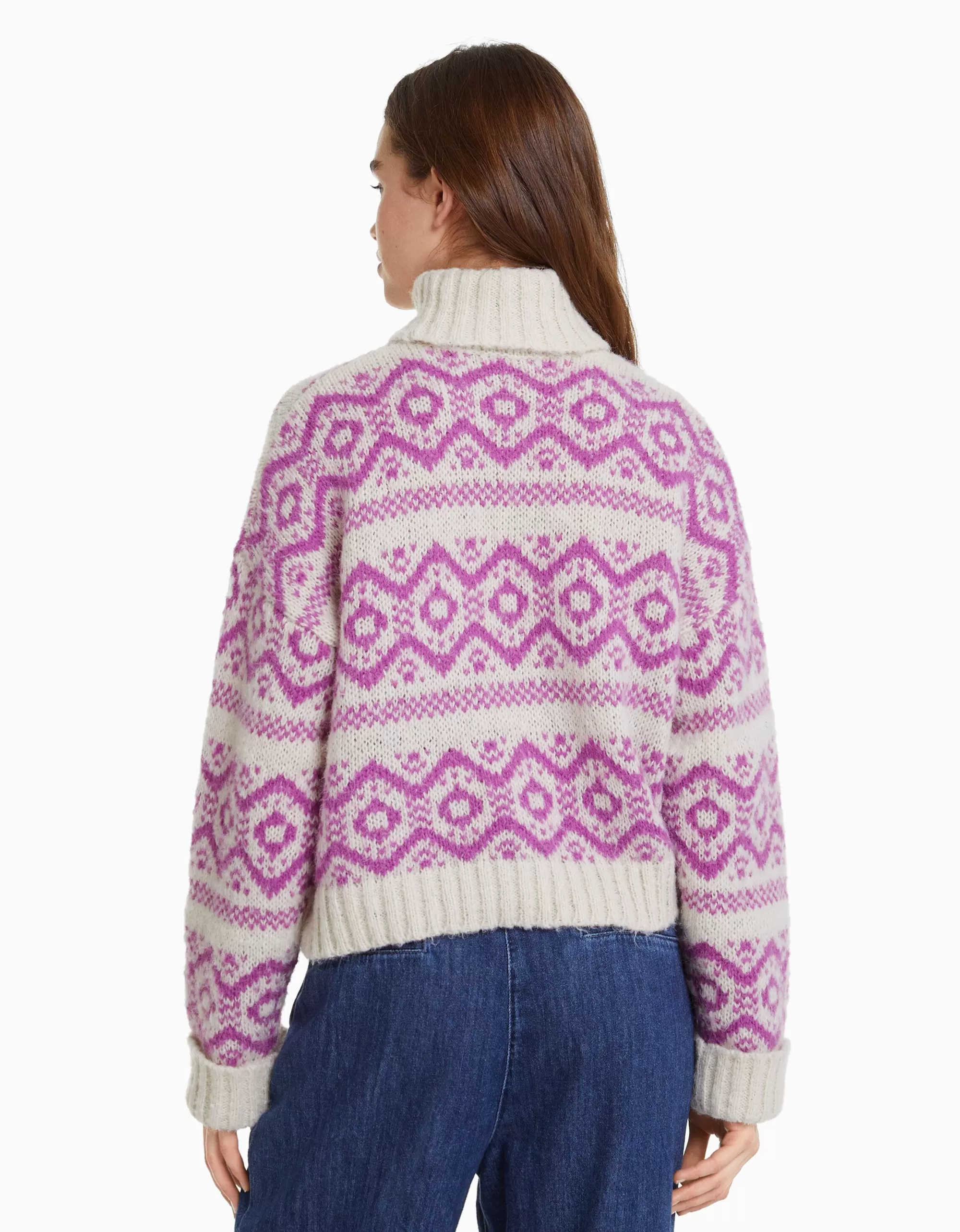 MUJER BERSHKA Jersey cuello alto jacquard