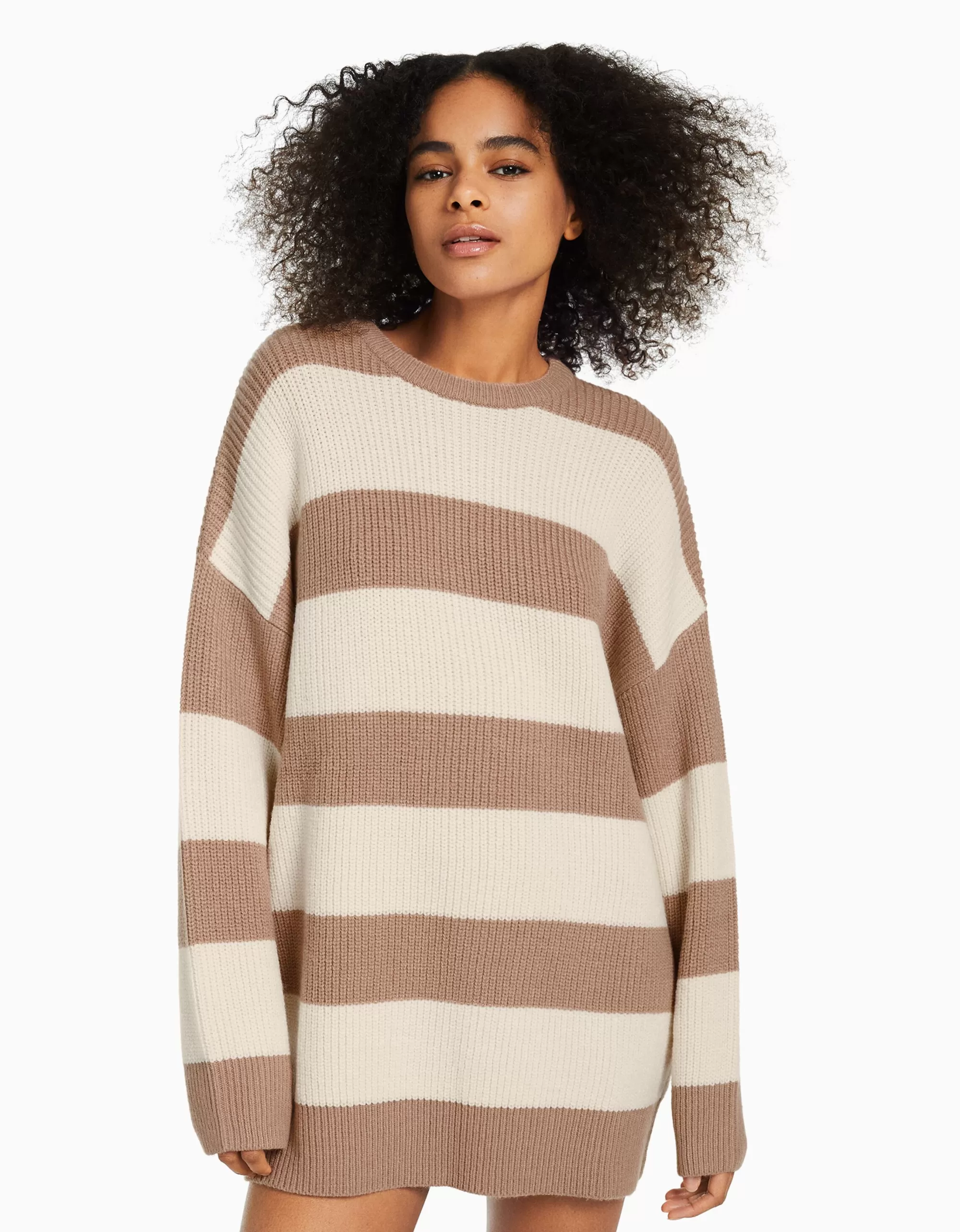 MUJER BERSHKA Jersey cuello redondo rayas
