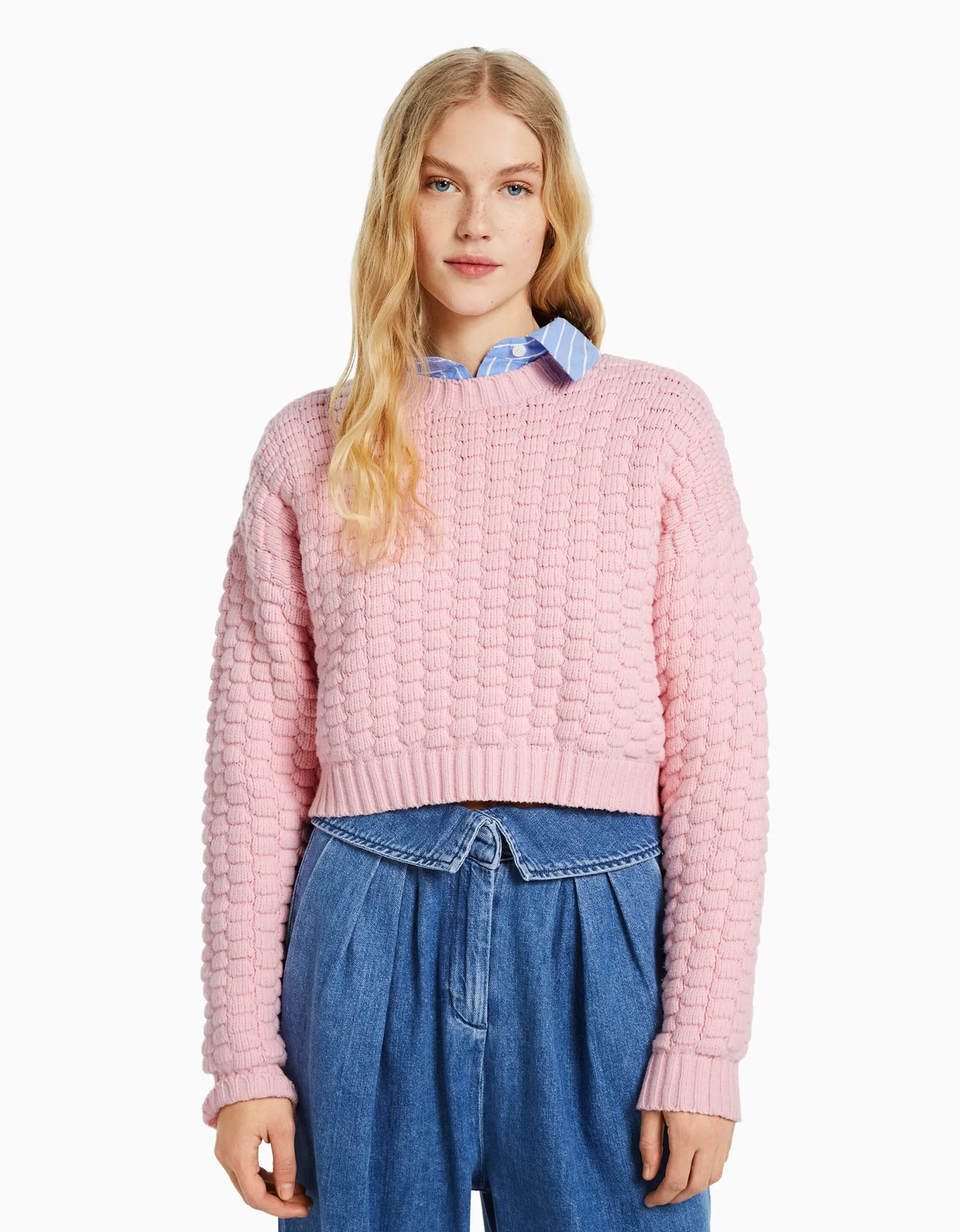 MUJER BERSHKA Jersey estructura