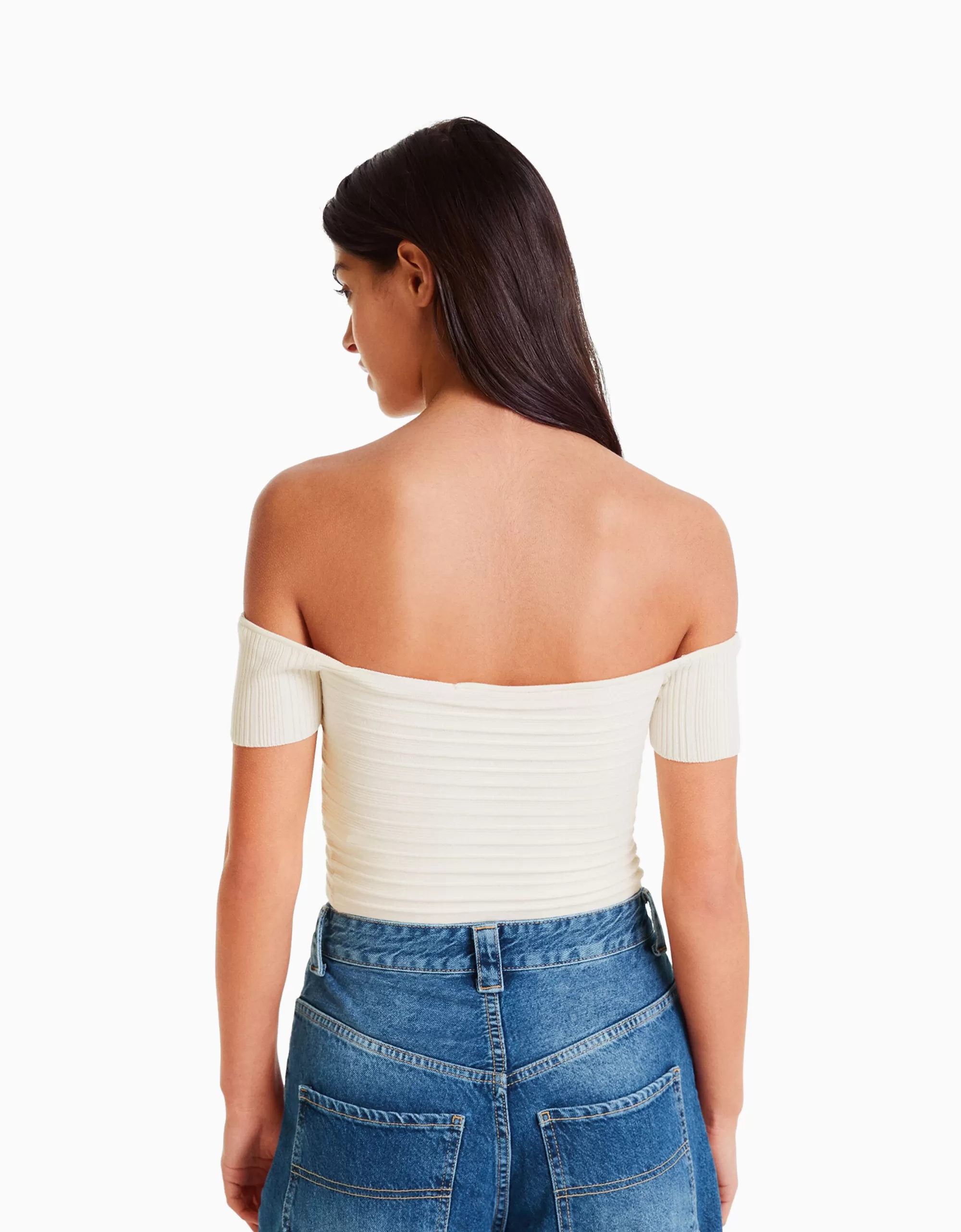 MUJER BERSHKA Jersey manga corta cruce
