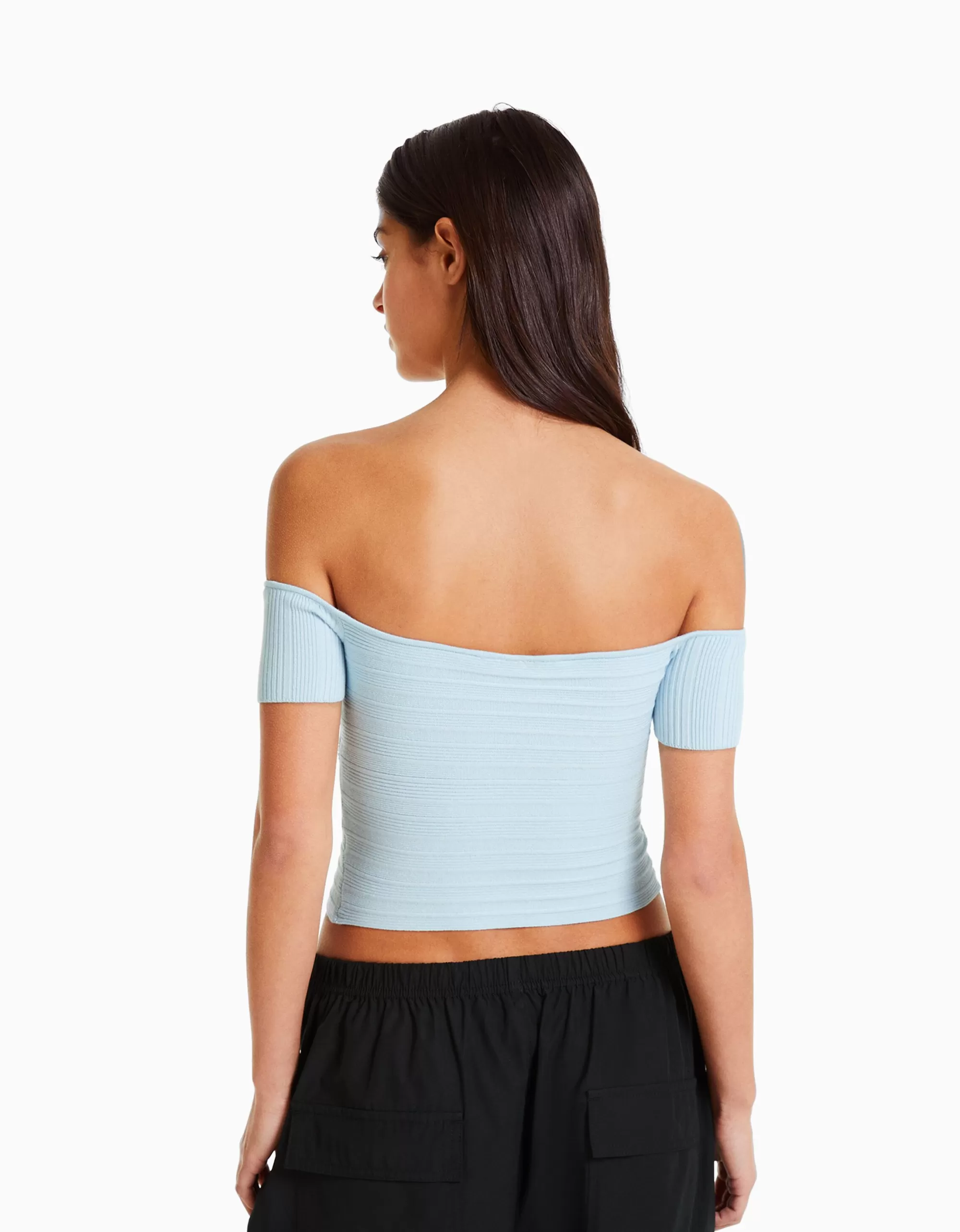 MUJER BERSHKA Jersey manga corta cruce