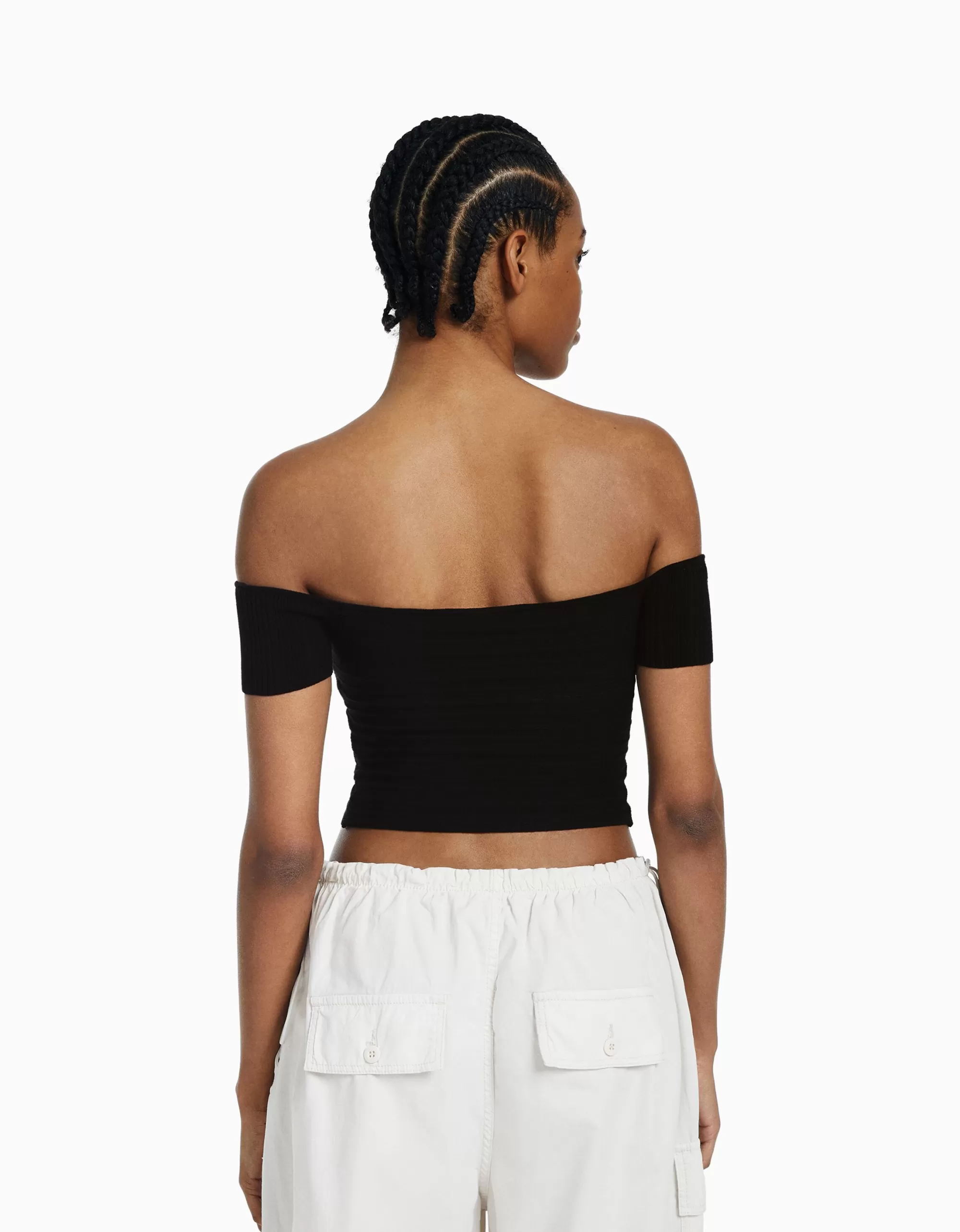 MUJER BERSHKA Jersey manga corta cruce