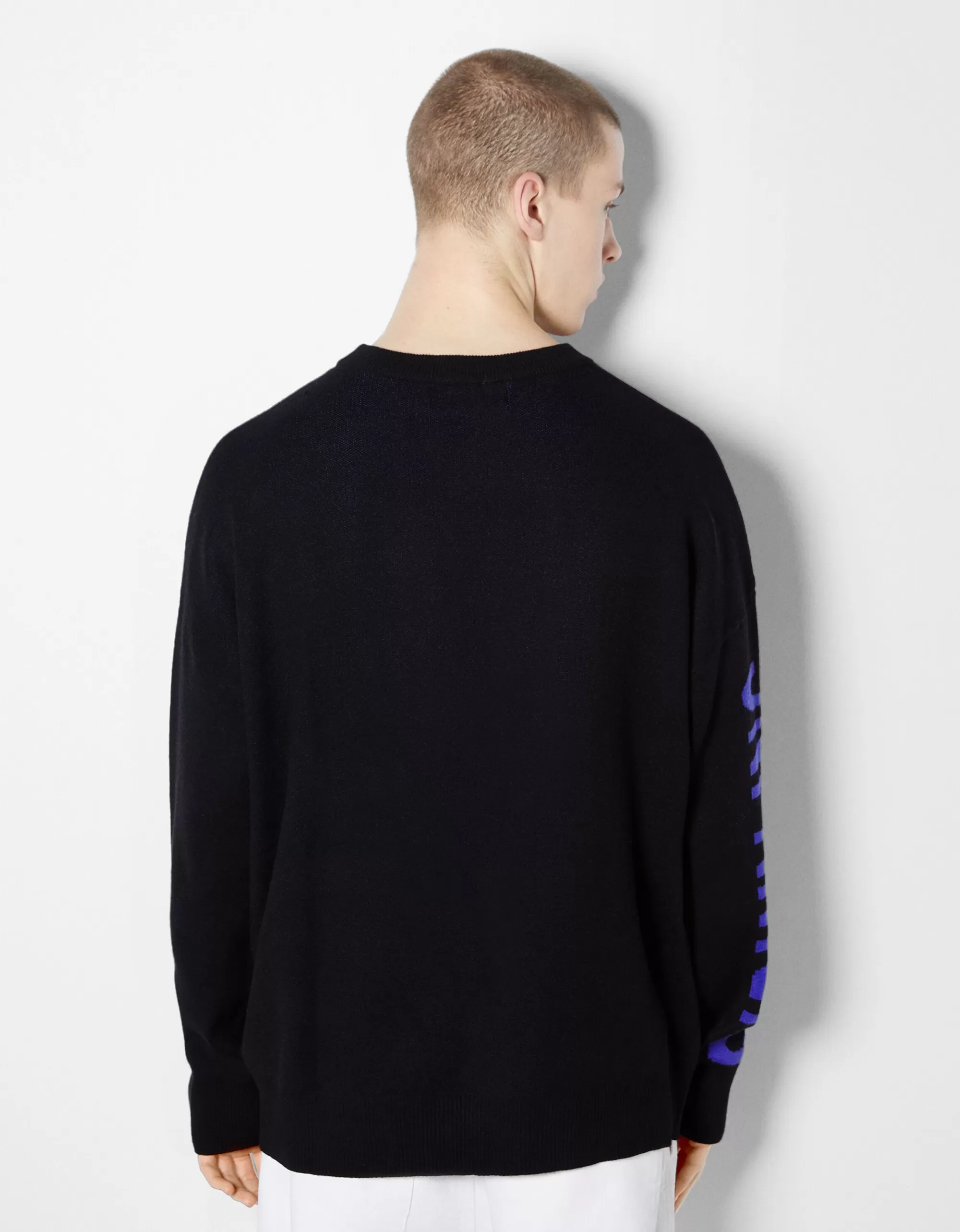 HOMBRE BERSHKA Jersey manga larga print