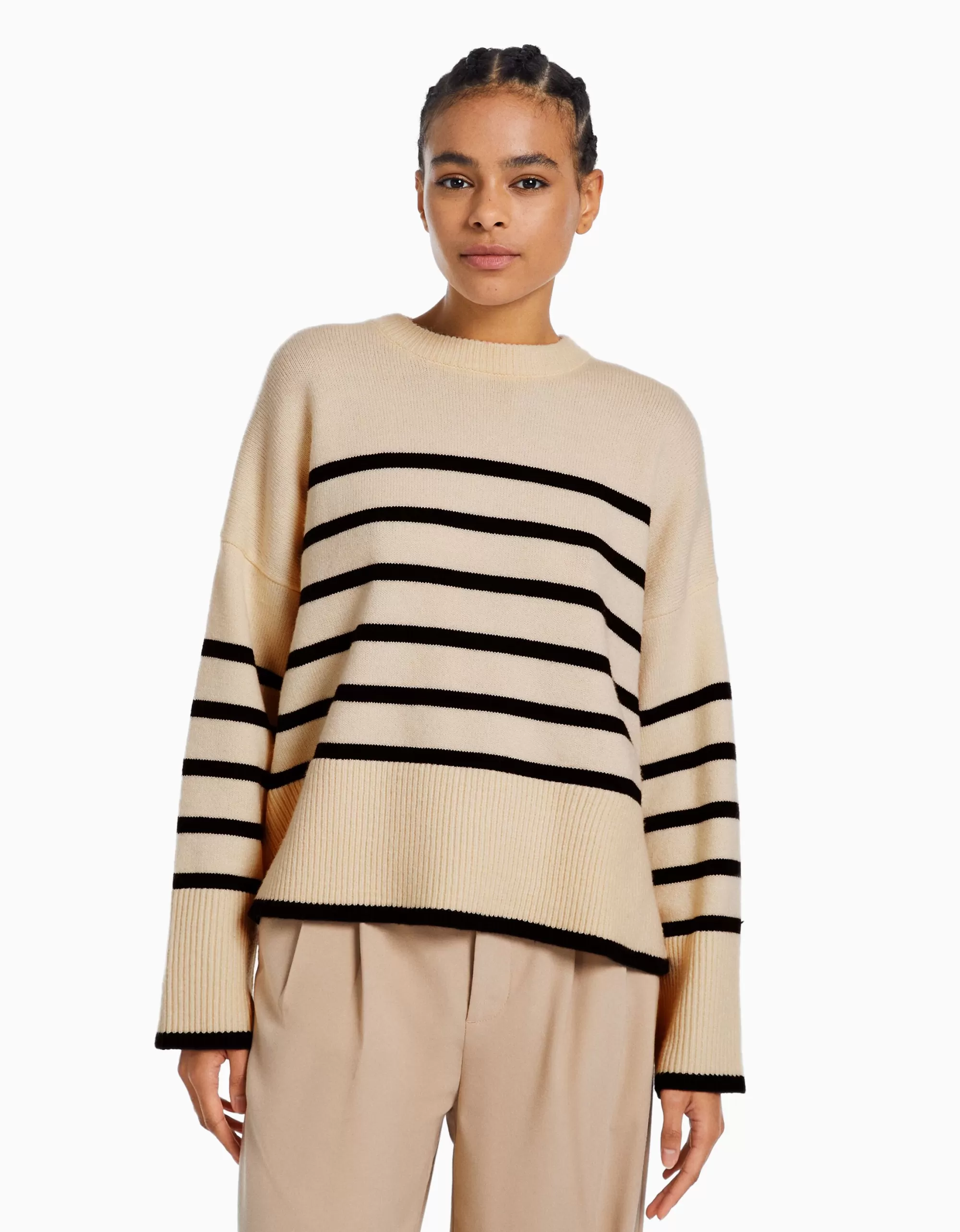 MUJER BERSHKA Jersey oversize rayas