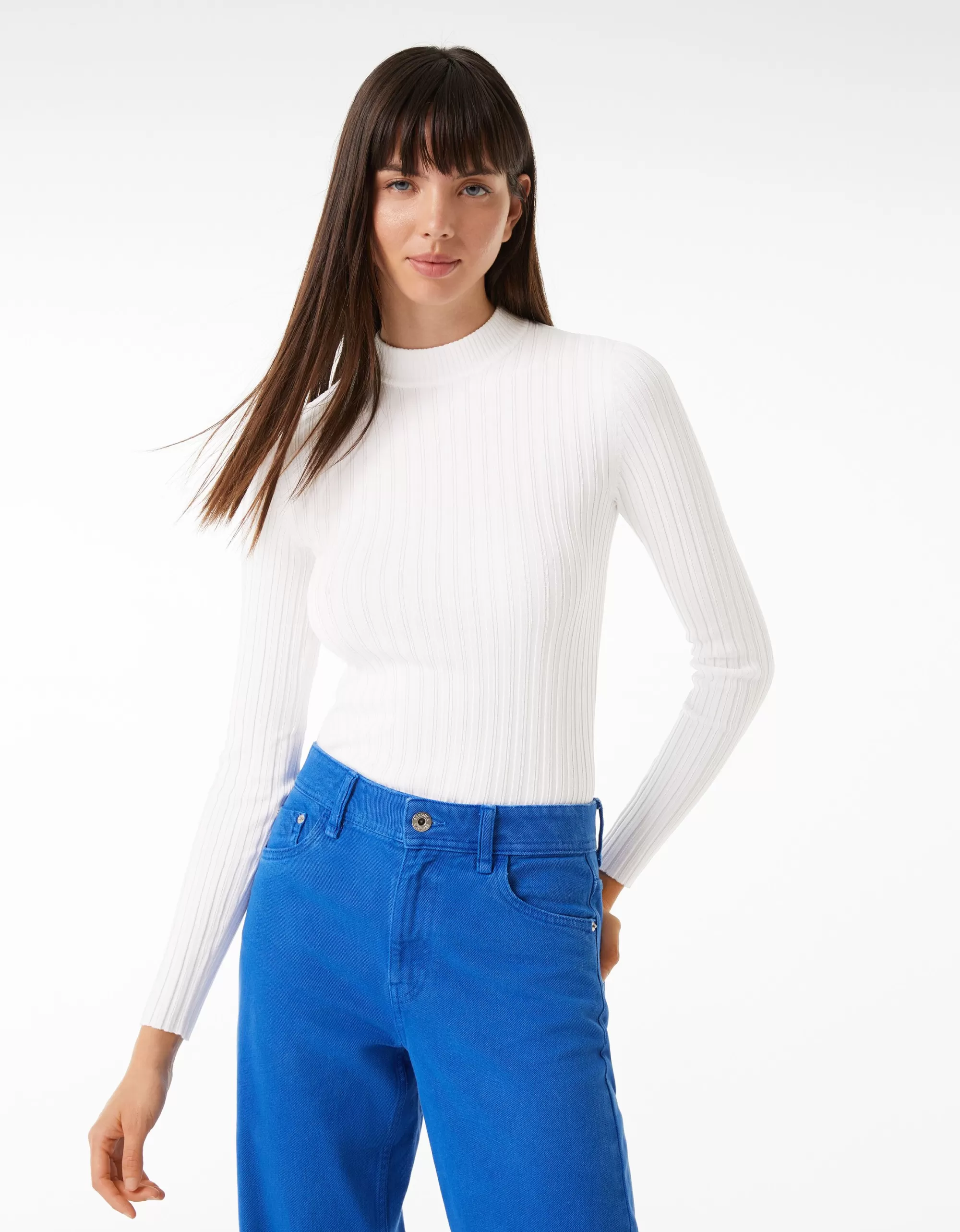 MUJER BERSHKA Jersey rib cuello alto
