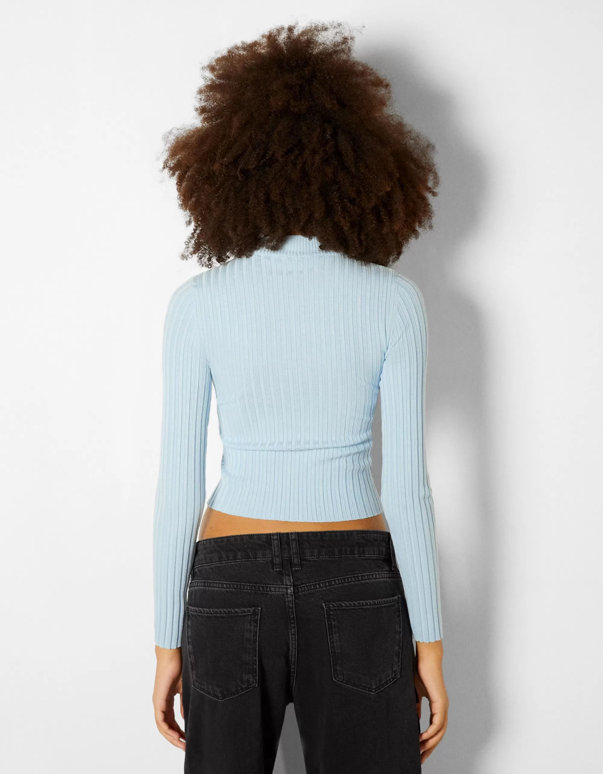 MUJER BERSHKA Jersey rib cuello alto