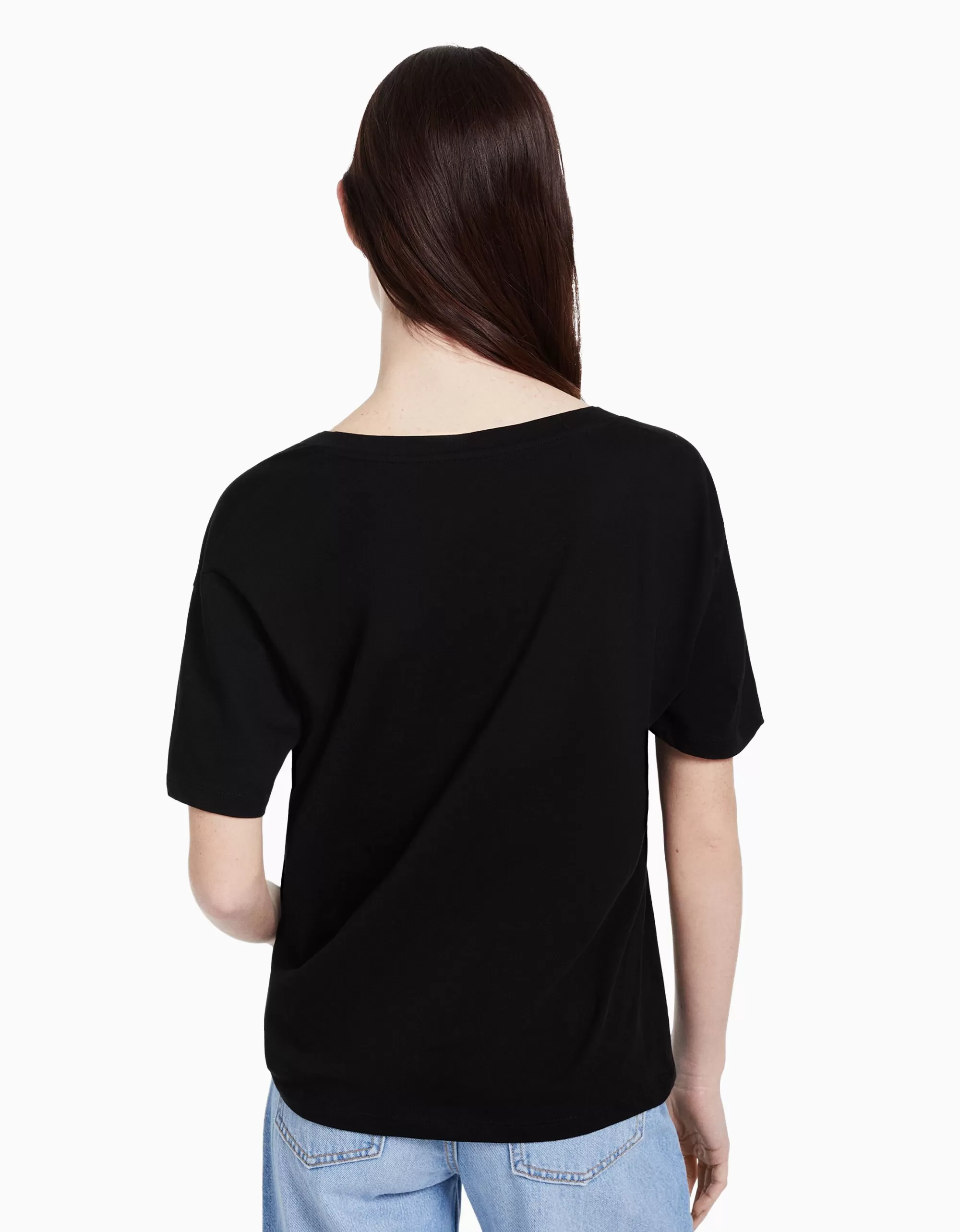 MUJER BERSHKA Pack 2 camisetas manga corta cuello pico regular fit