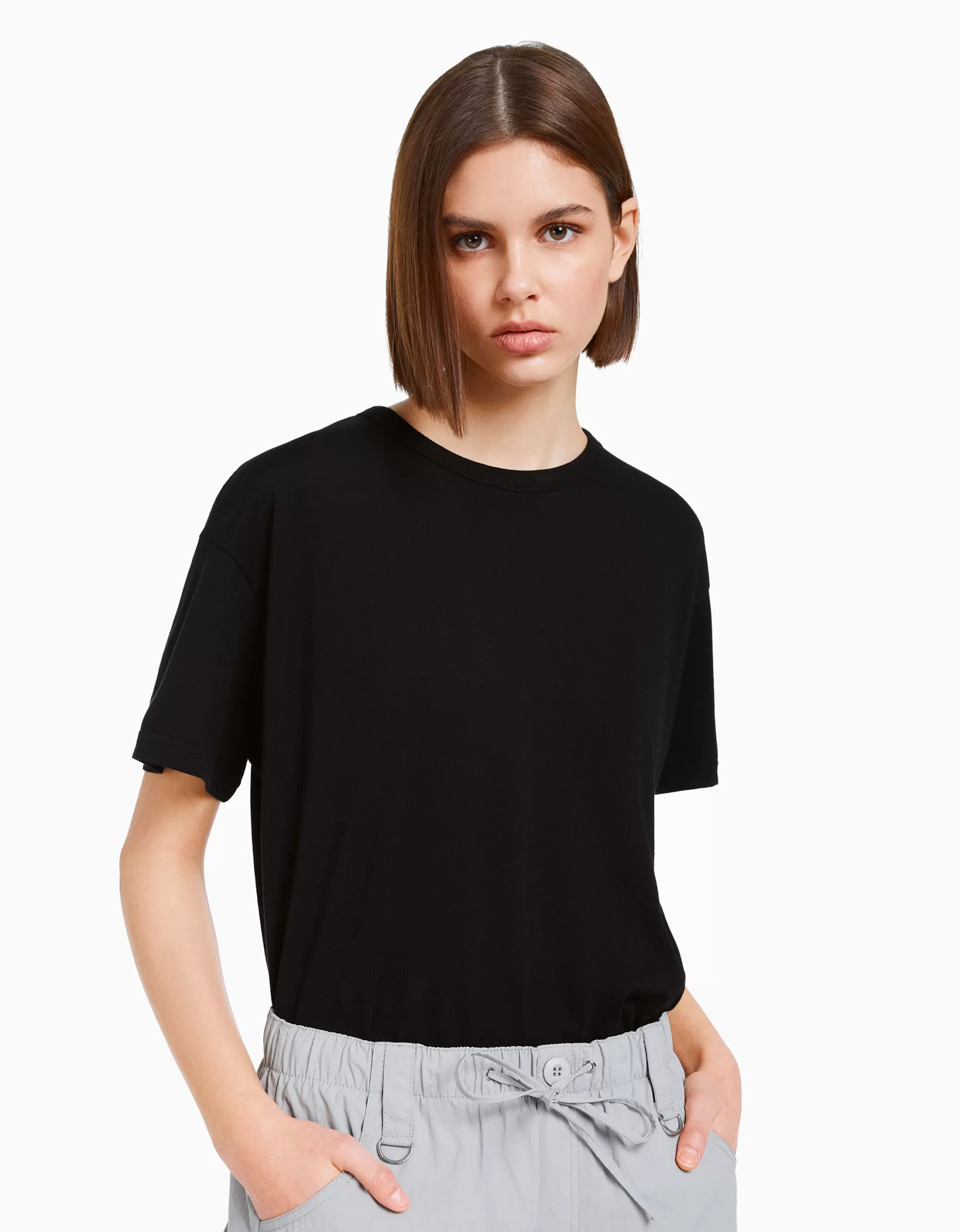 MUJER BERSHKA Pack 2 camisetas manga corta oversize