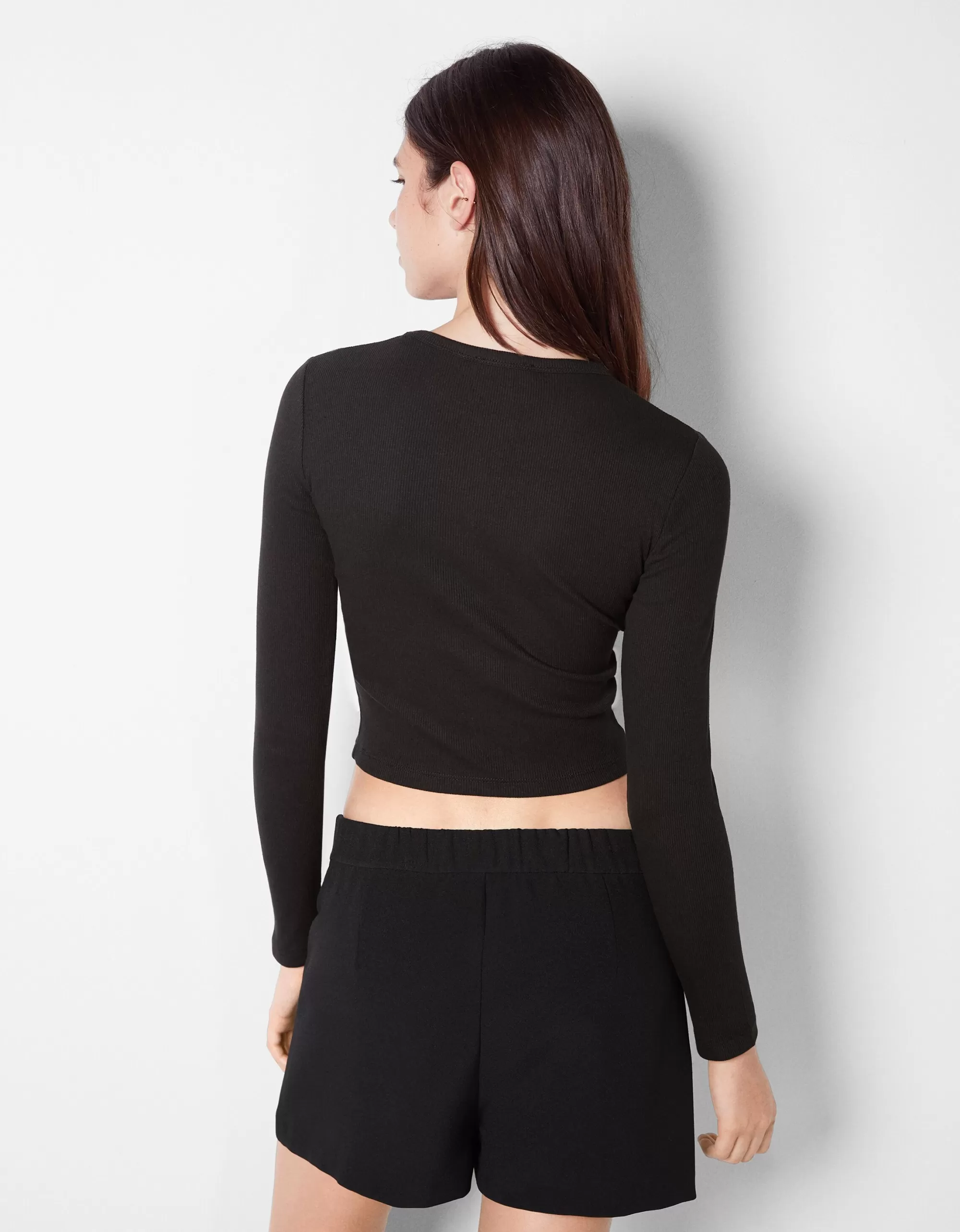 MUJER BERSHKA Pack 2 camisetas manga larga rib
