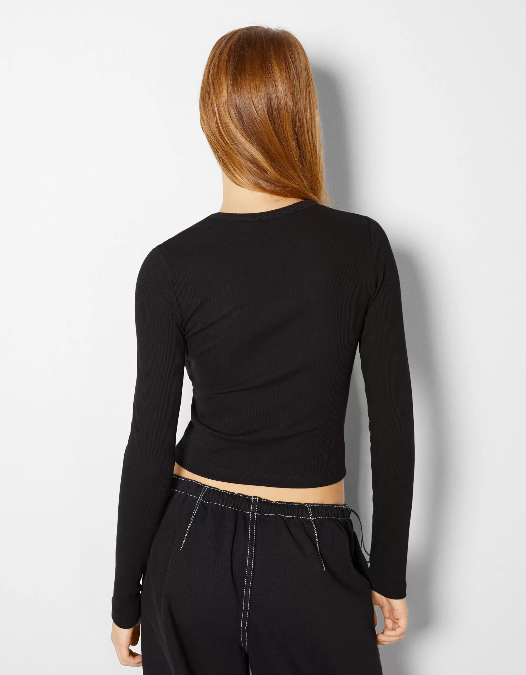 MUJER BERSHKA Pack 2 camisetas manga larga rib