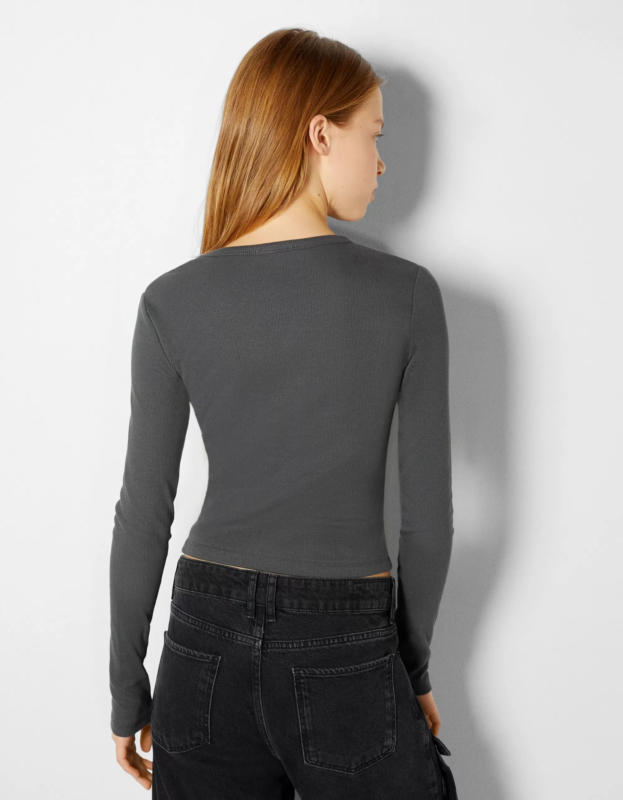 MUJER BERSHKA Pack 2 camisetas manga larga rib