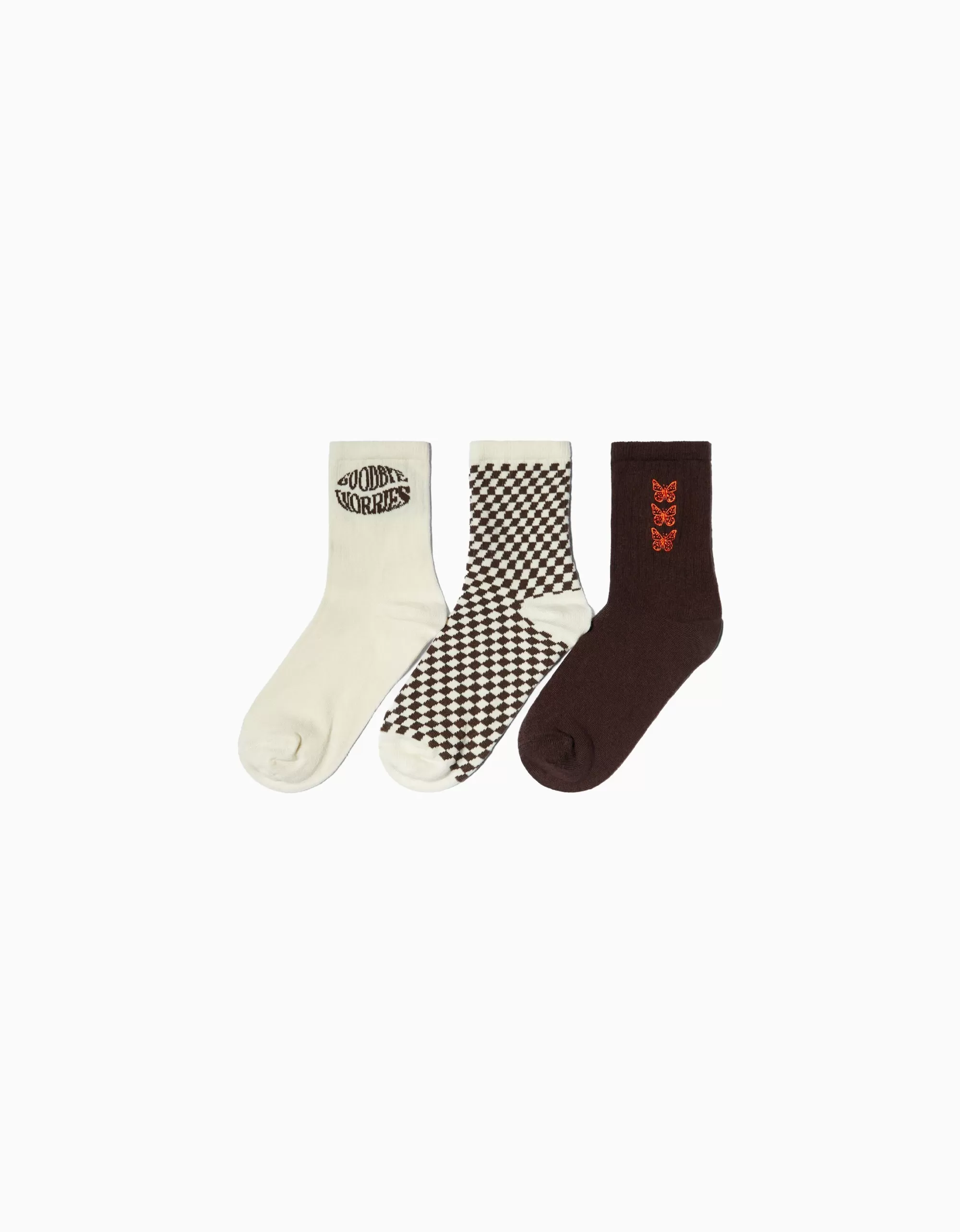 MUJER BERSHKA Pack 3 calcetines mariposa