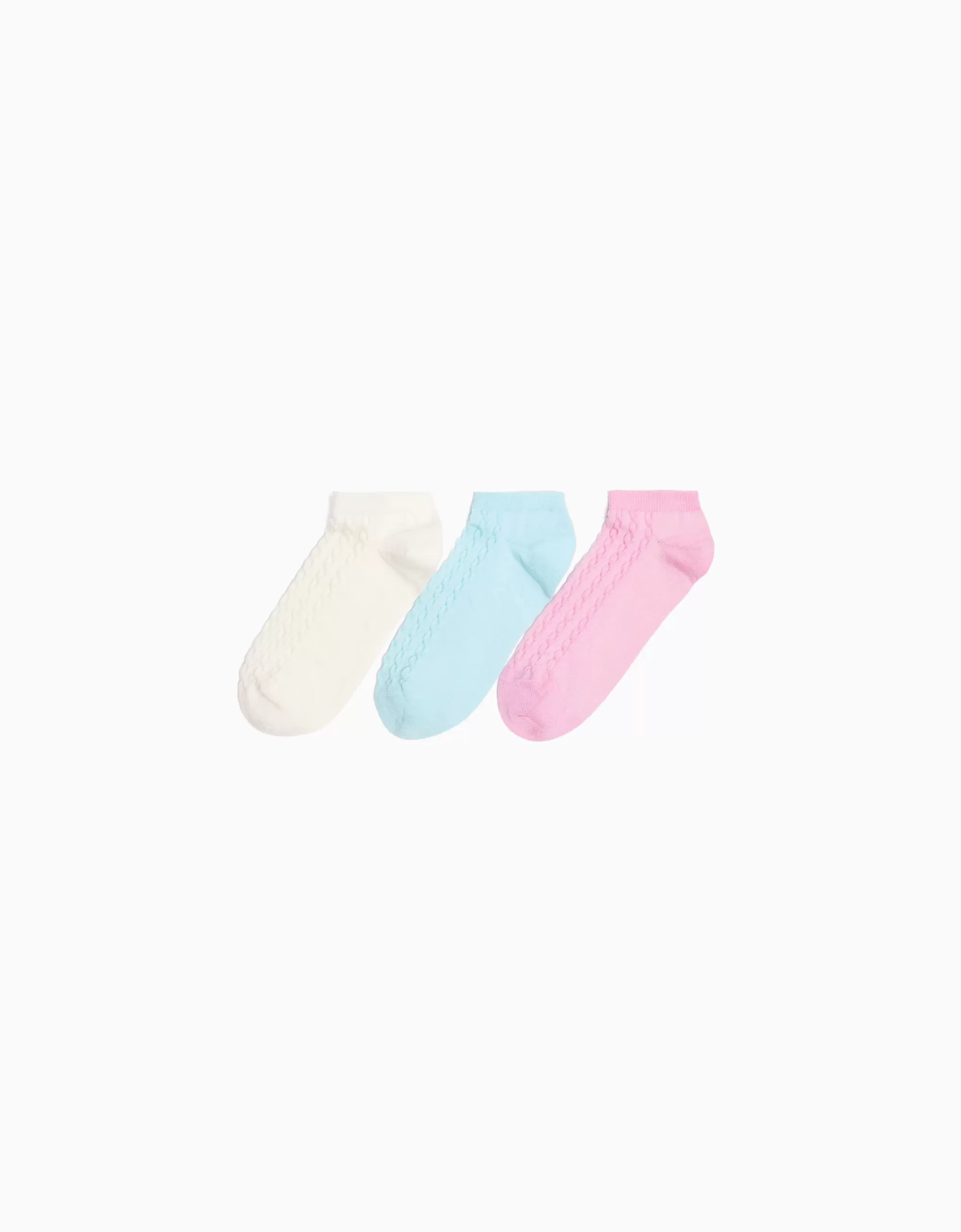 MUJER BERSHKA Pack 3 calcetines tobilleros textura