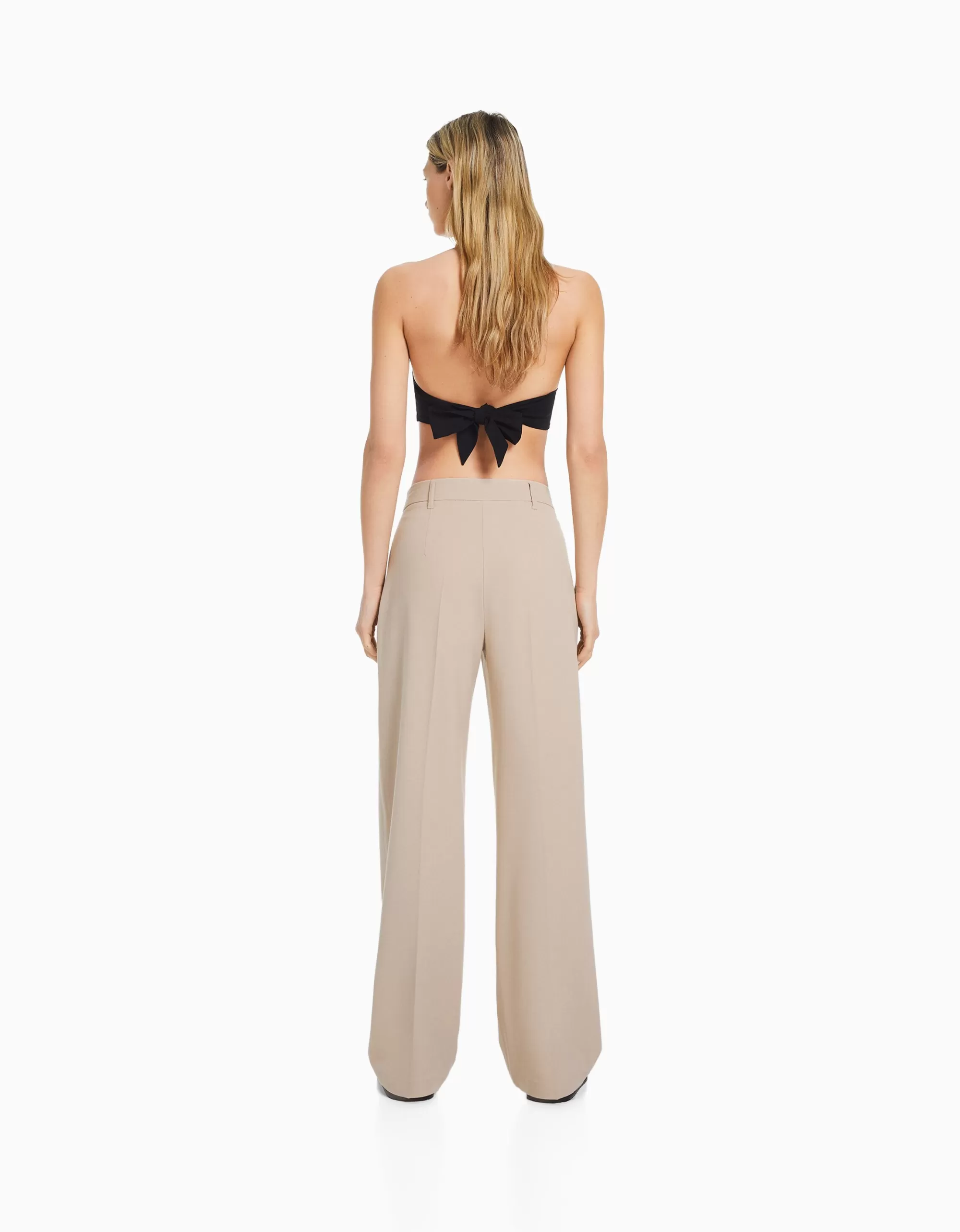 MUJER BERSHKA Pantalón wide leg trabillas