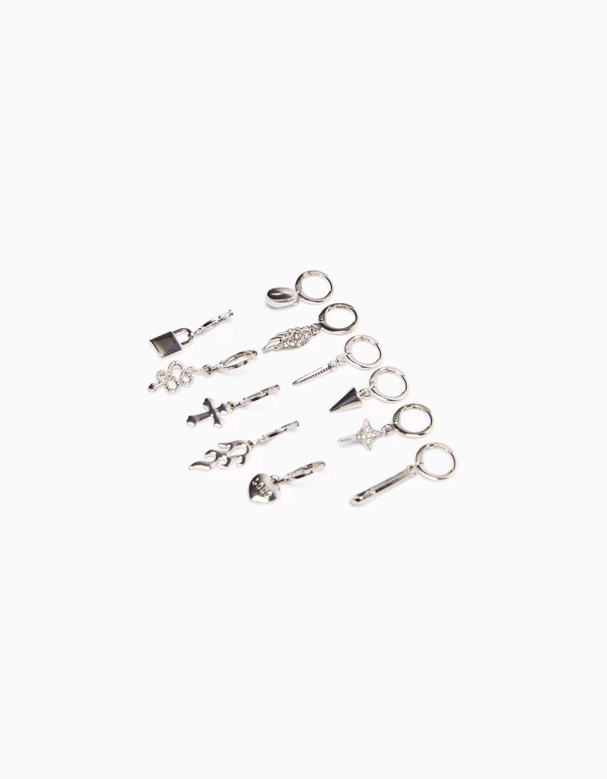 MUJER BERSHKA Set 11 pendientes ear cuff serpiente cruz pincho