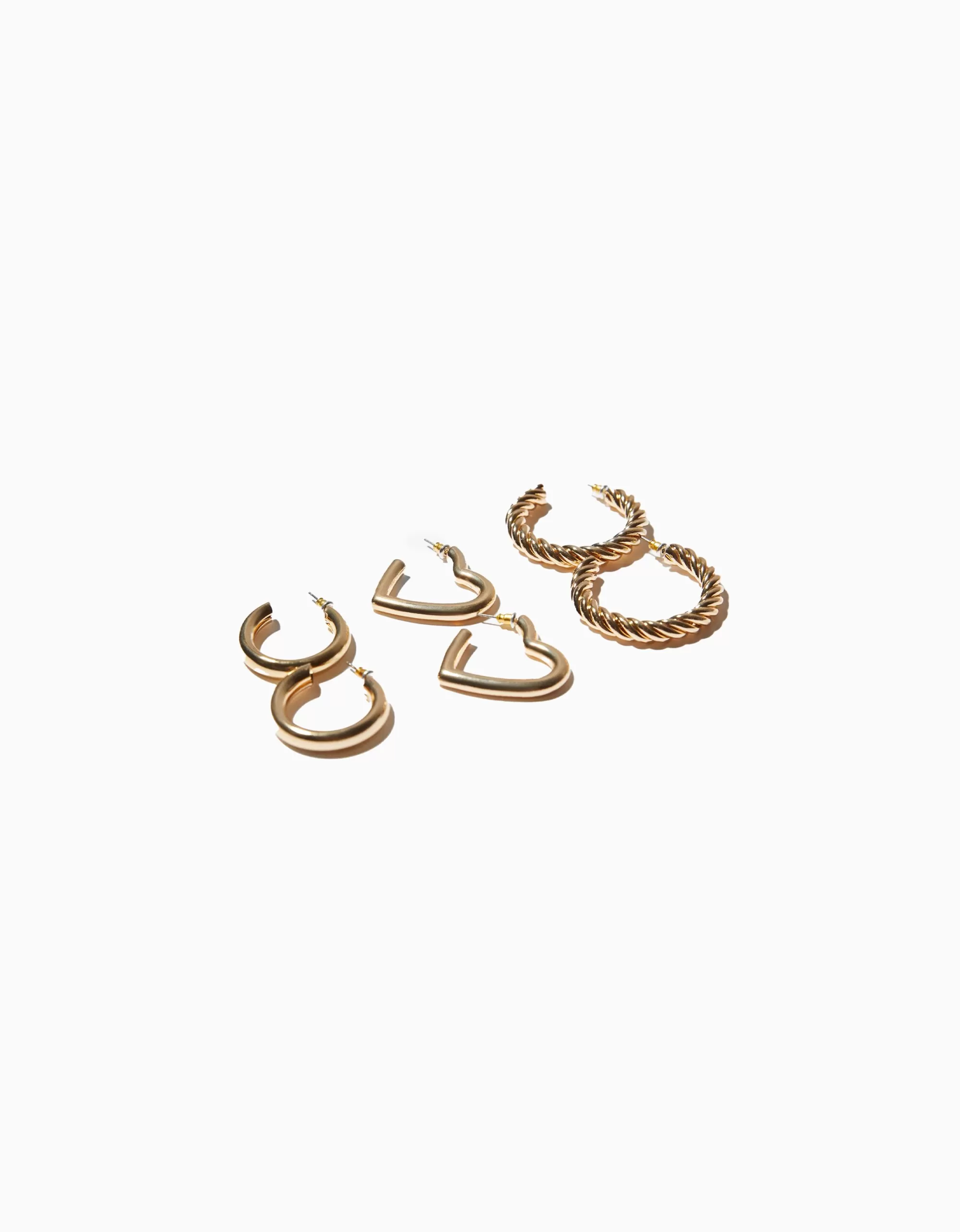 MUJER BERSHKA Set 3 pendientes aros gruesos corazón