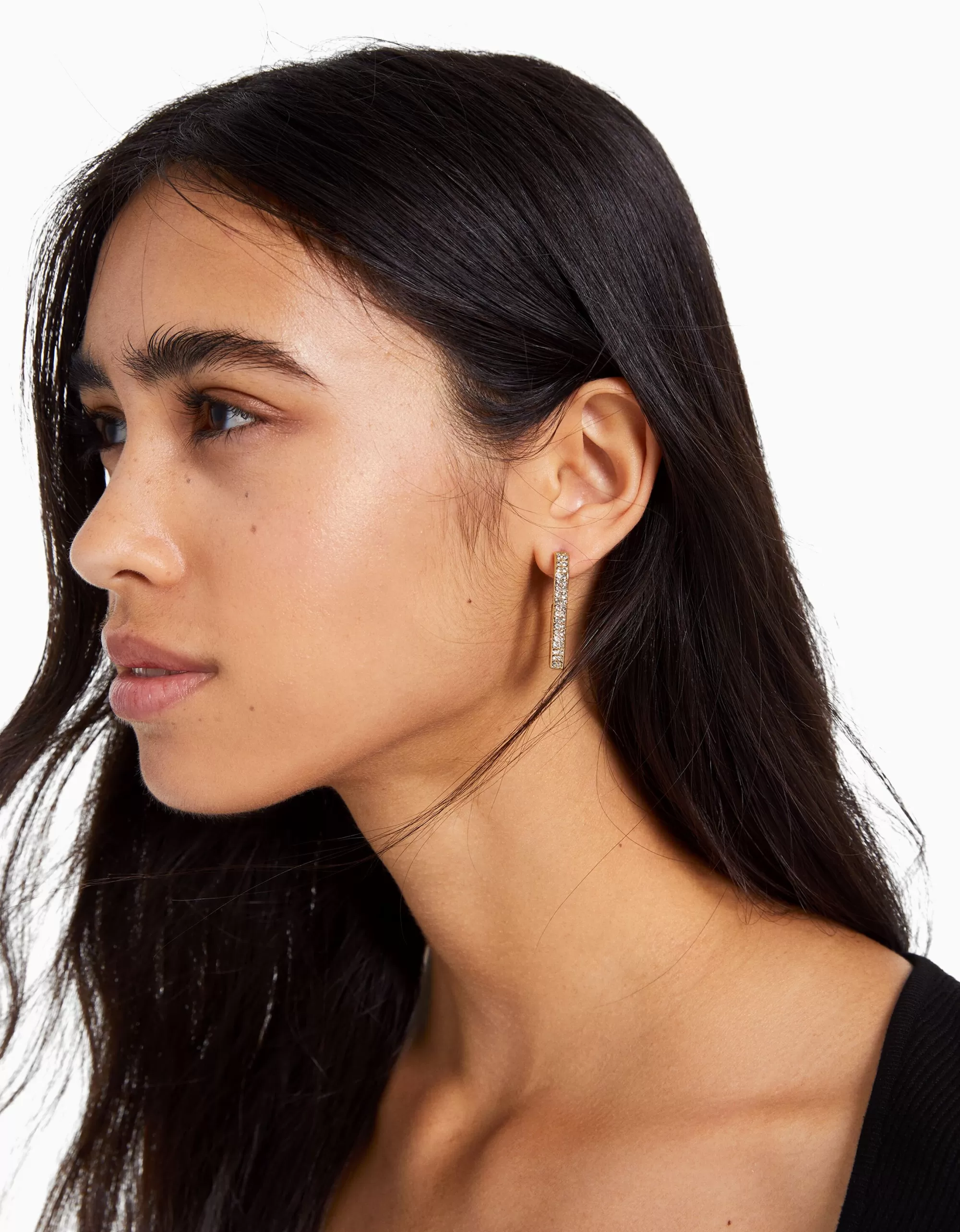 MUJER BERSHKA Set 3 pendientes aros pedrería esmalte