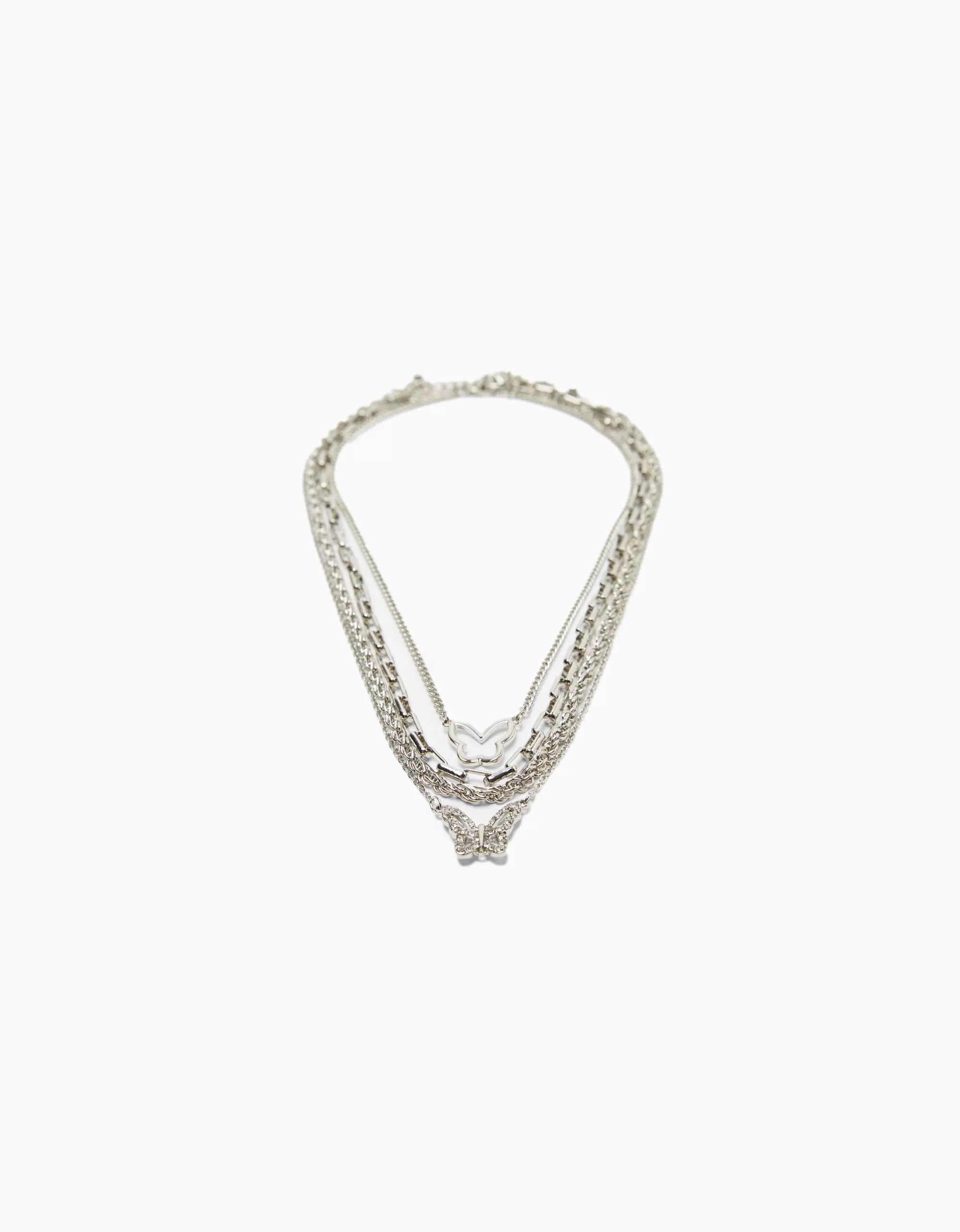 MUJER BERSHKA Set 4 collares cadenas mariposa